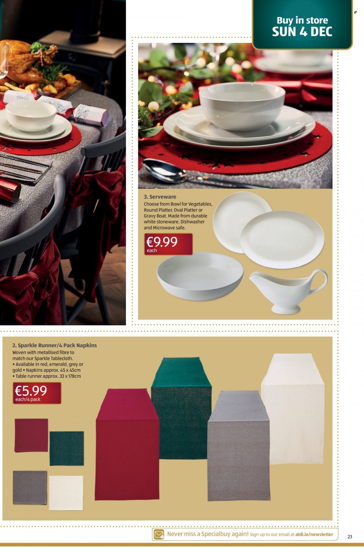 thumbnail - Aldi offer  - 01.12.2022 - 07.12.2022 - Sales products - napkins, serveware, stoneware, boat. Page 23.