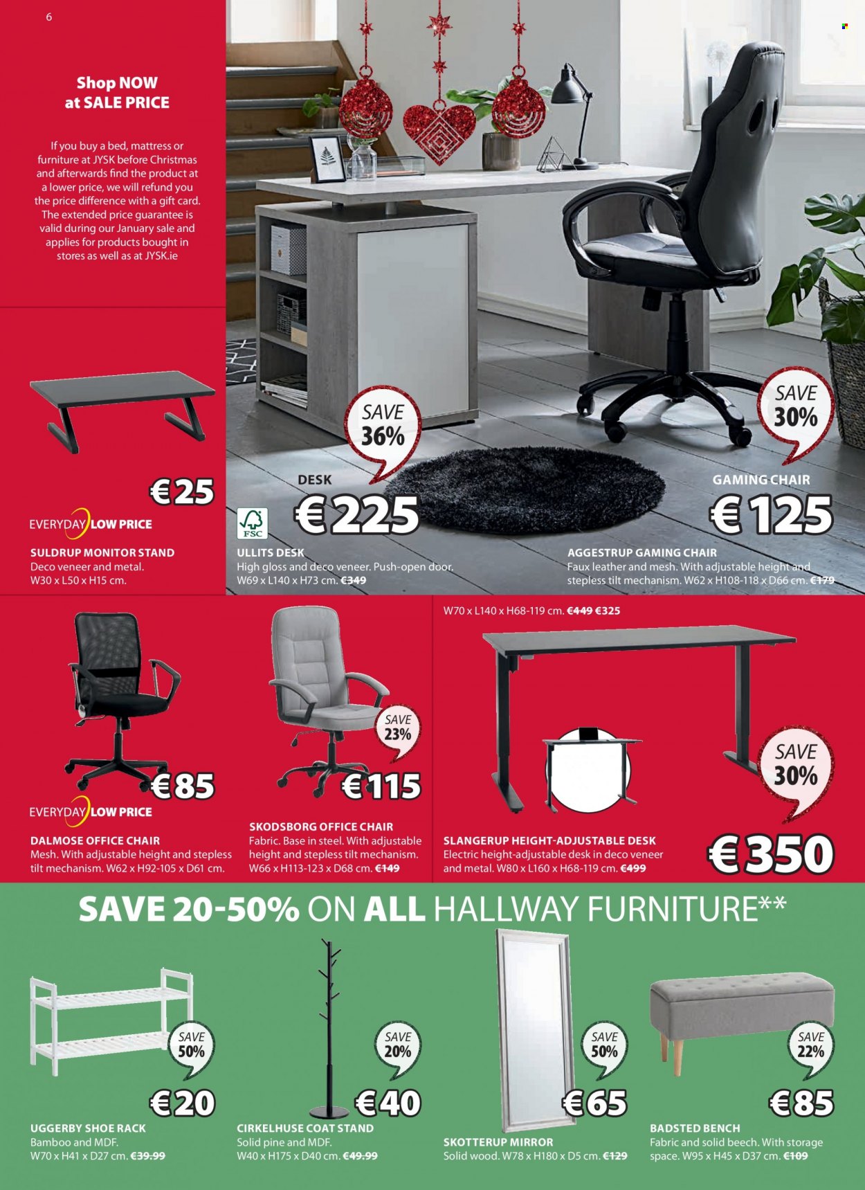 thumbnail - JYSK offer  - 28.11.2022 - 07.12.2022 - Sales products - chair, bench, bed, mattress, shoe rack, desk, office chair, mirror. Page 7.