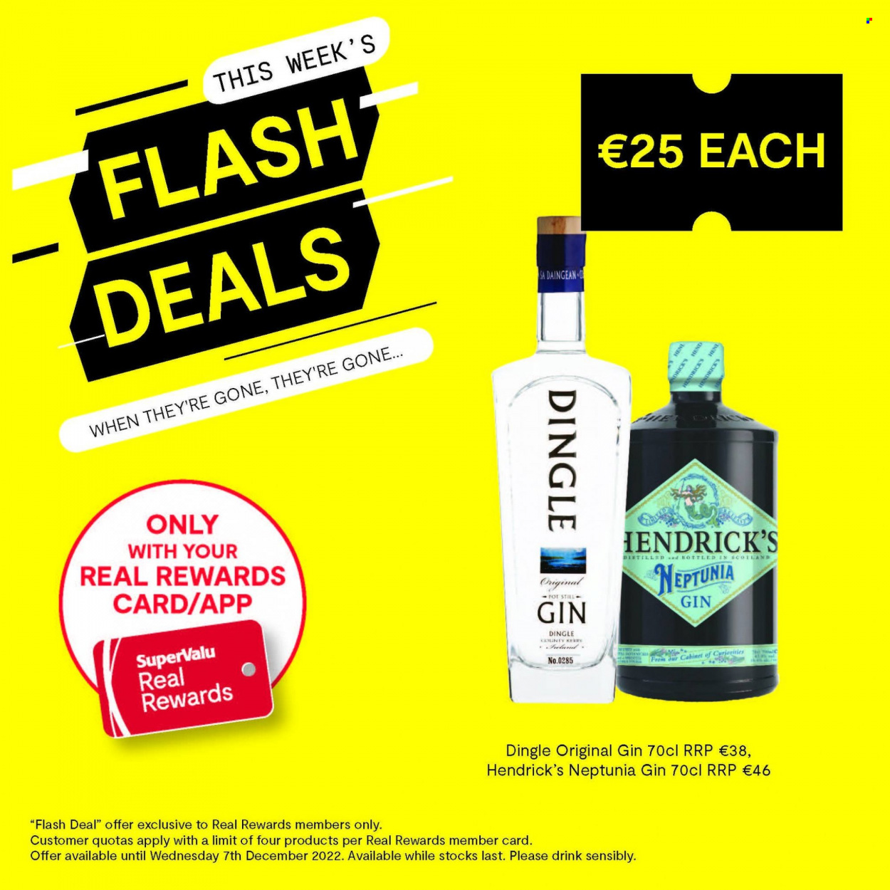thumbnail - SuperValu offer  - 01.12.2022 - 07.12.2022 - Sales products - gin, Hendrick's. Page 1.