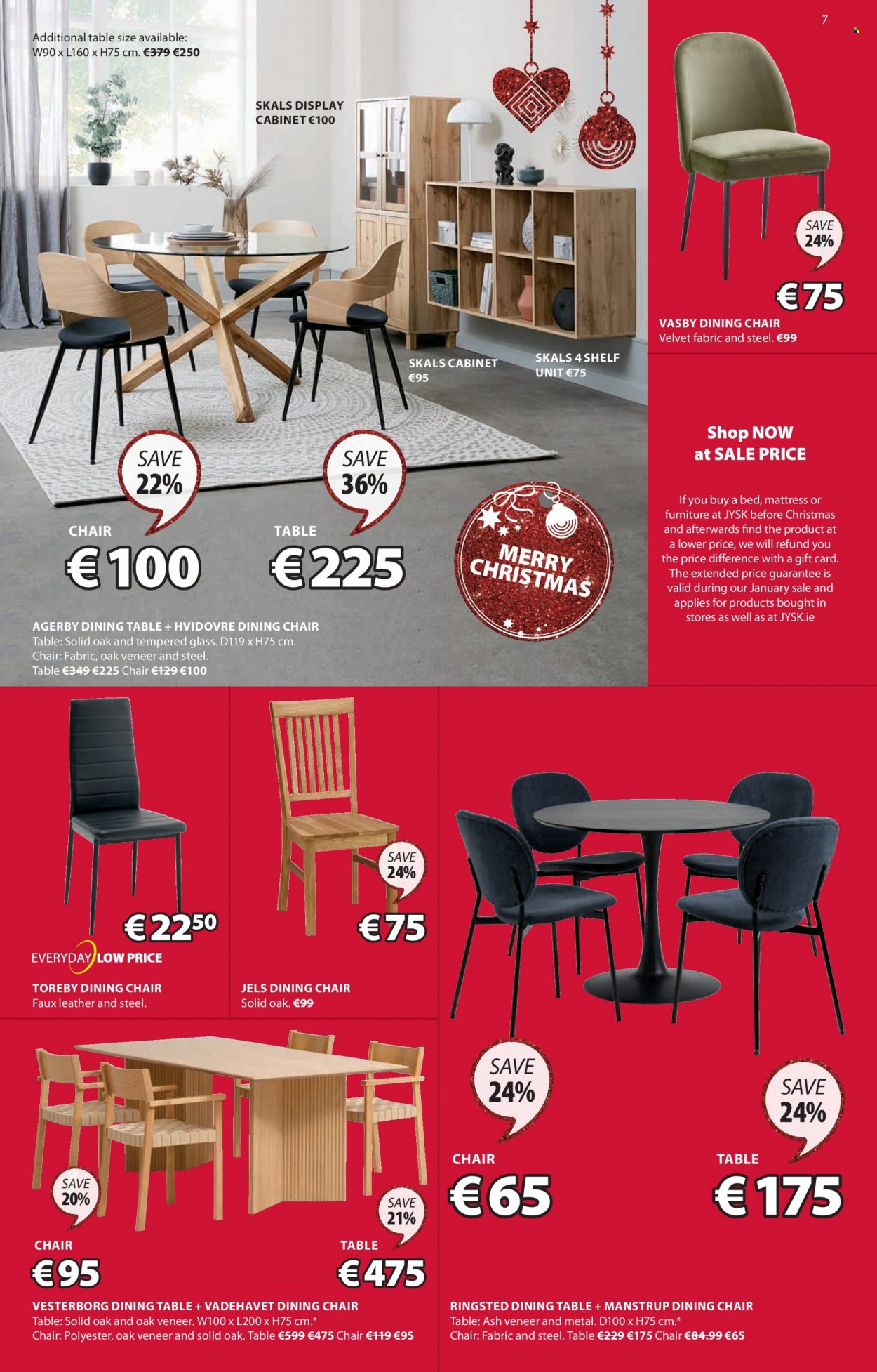 thumbnail - JYSK offer  - 01.12.2022 - 14.12.2022 - Sales products - cabinet, dining table, table, chair, dining chair, shelf unit, bed, mattress, chair pad. Page 7.