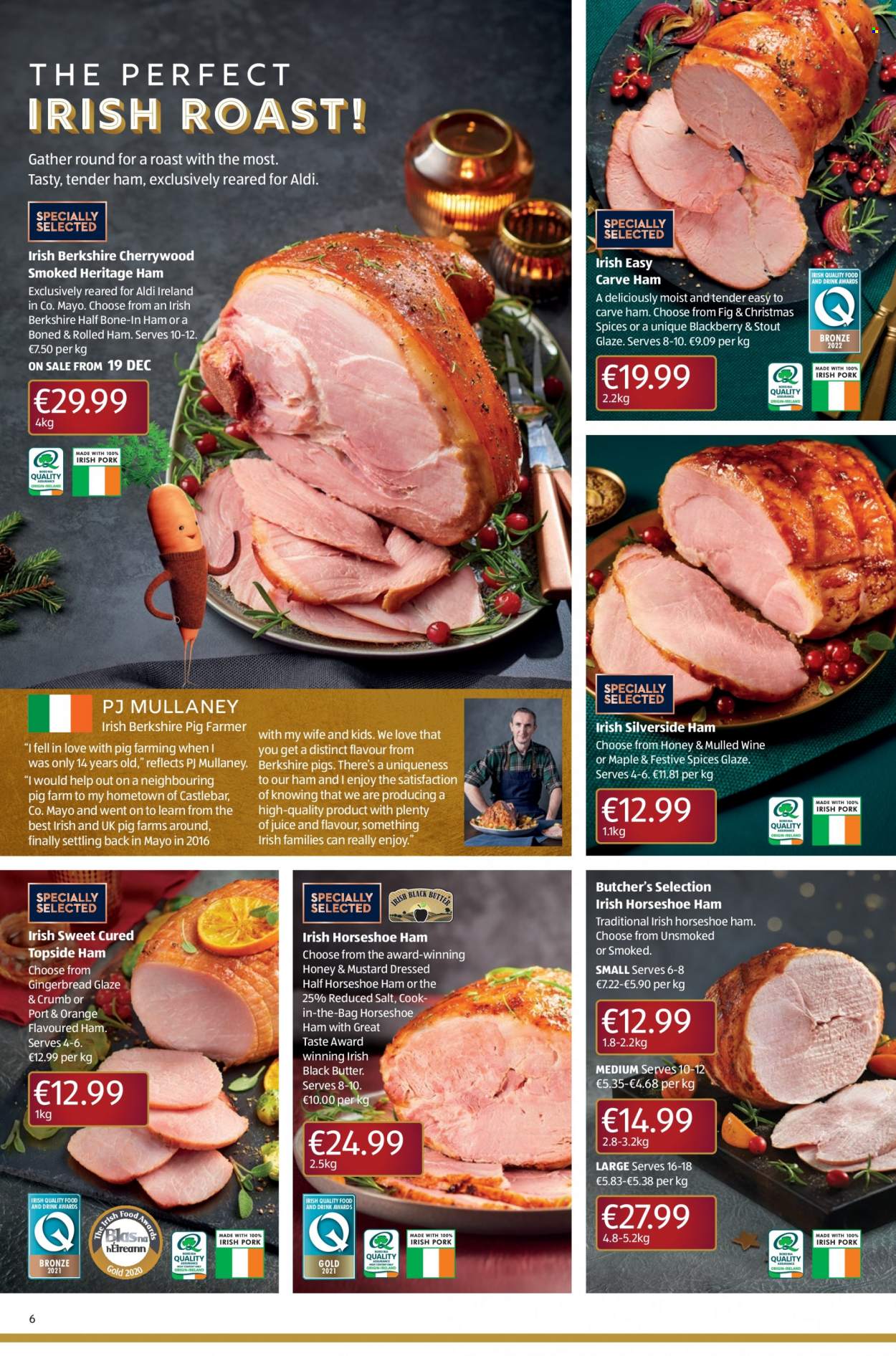 thumbnail - Aldi offer  - 08.12.2022 - 14.12.2022 - Sales products - gingerbread, ham, butter, mayonnaise, mustard, honey, juice, wine, Plenty, bag. Page 6.