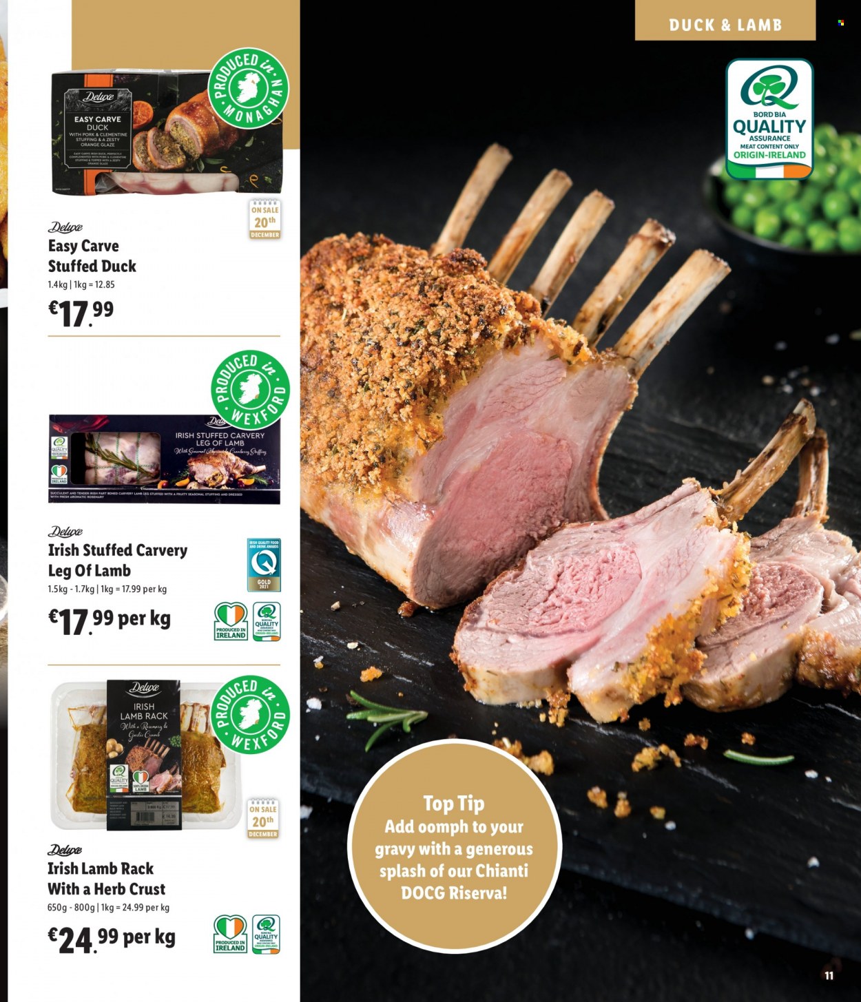 thumbnail - Lidl offer  - Sales products - oranges, rosemary, herbs, whole duck, lamb meat, lamb leg, succulent. Page 11.