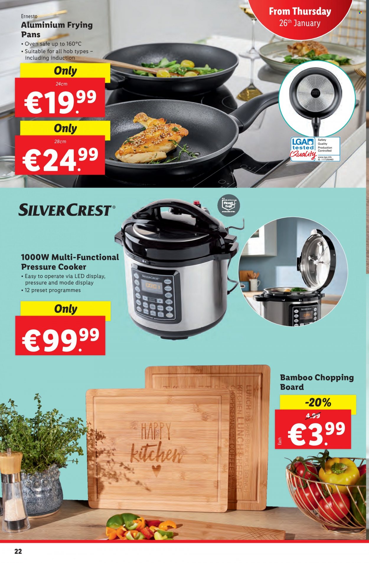 thumbnail - Lidl offer  - 26.01.2023 - 01.02.2023 - Sales products - SilverCrest, coffee, Ernesto, pressure cooker, chopping board, oven, hob. Page 22.