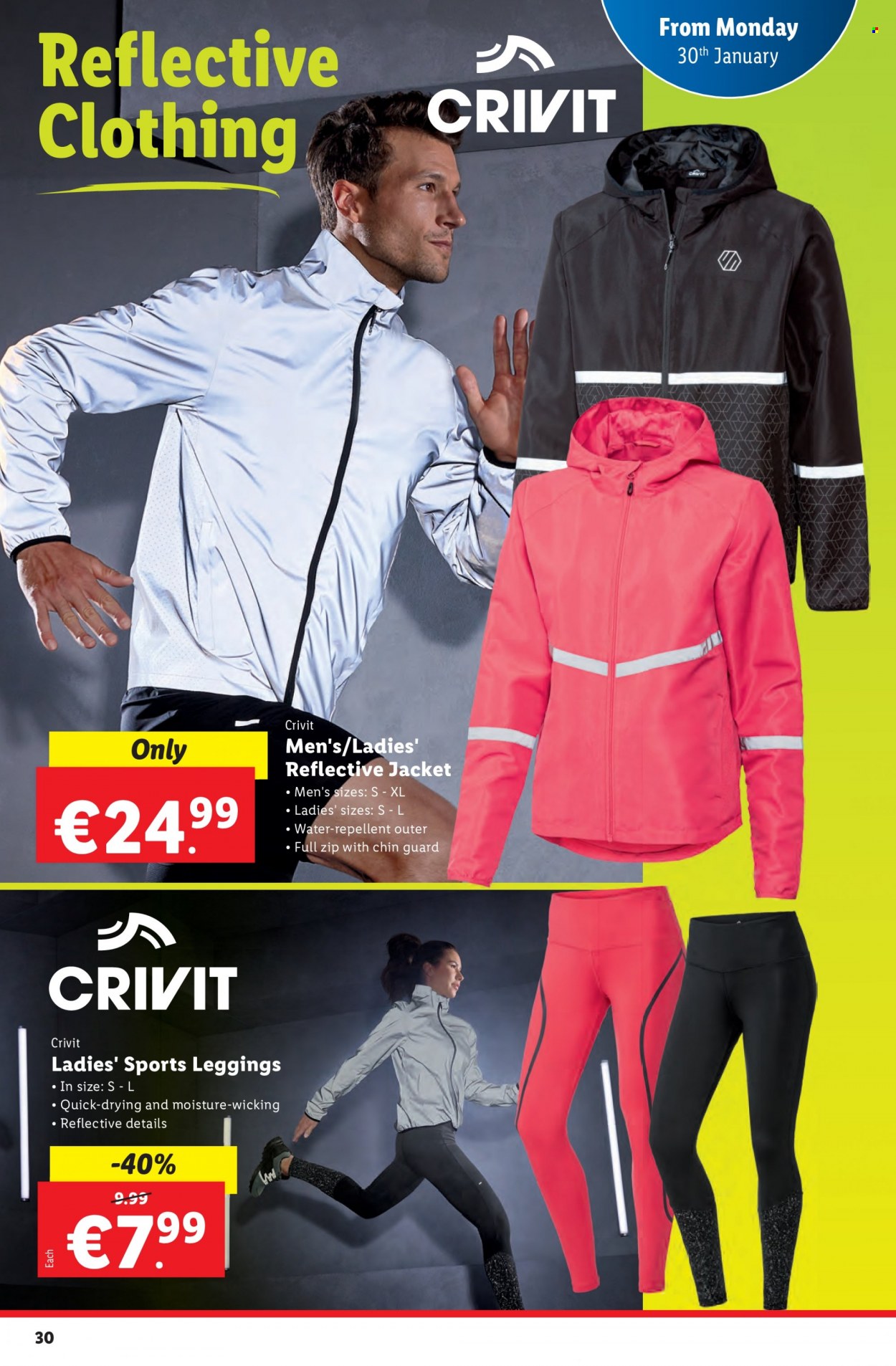thumbnail - Lidl offer  - 26.01.2023 - 01.02.2023 - Sales products - Crivit, repellent, jacket, leggings. Page 30.