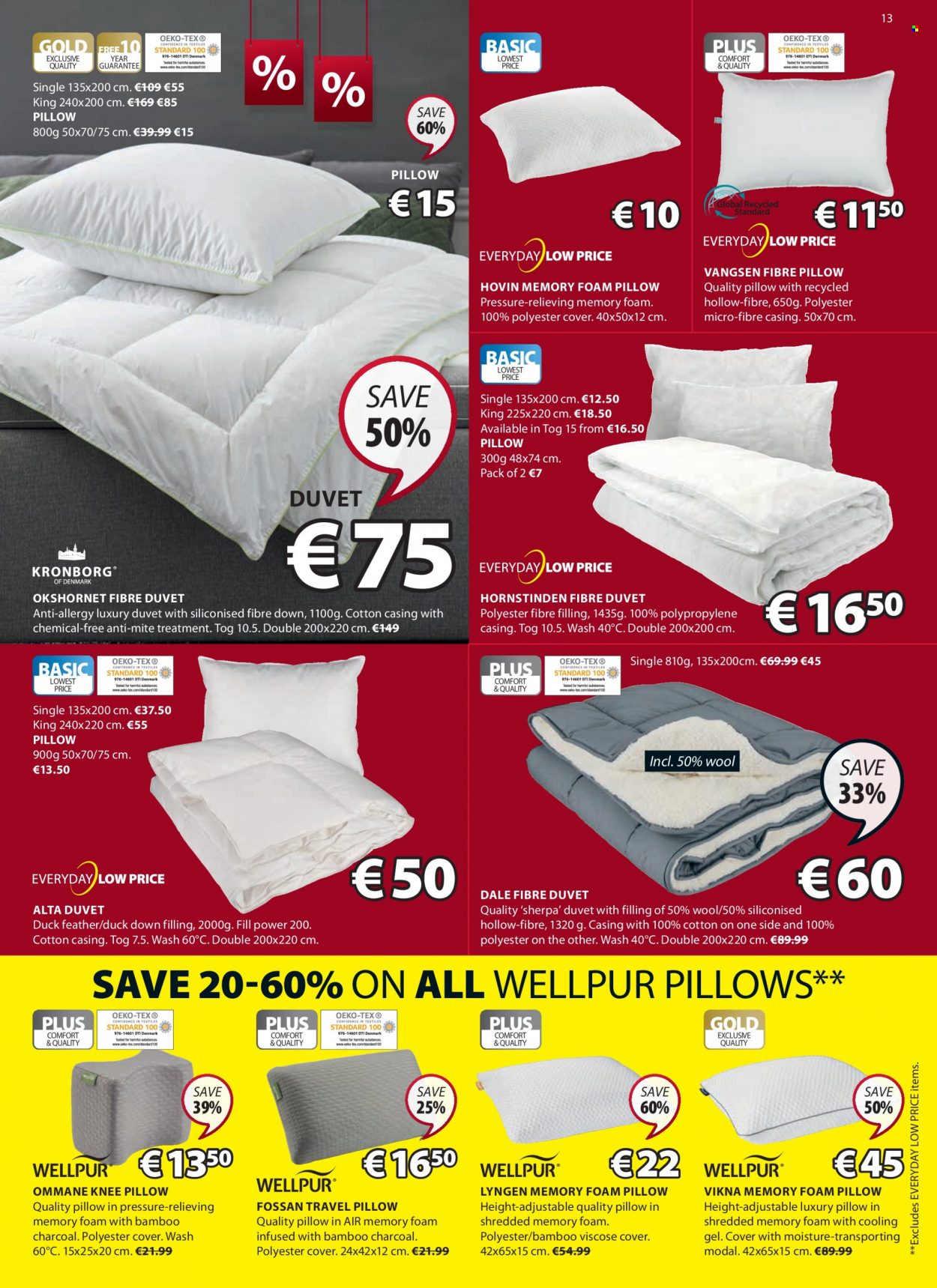thumbnail - JYSK offer  - 19.01.2023 - 01.02.2023 - Sales products - duvet, pillow, foam pillow. Page 13.