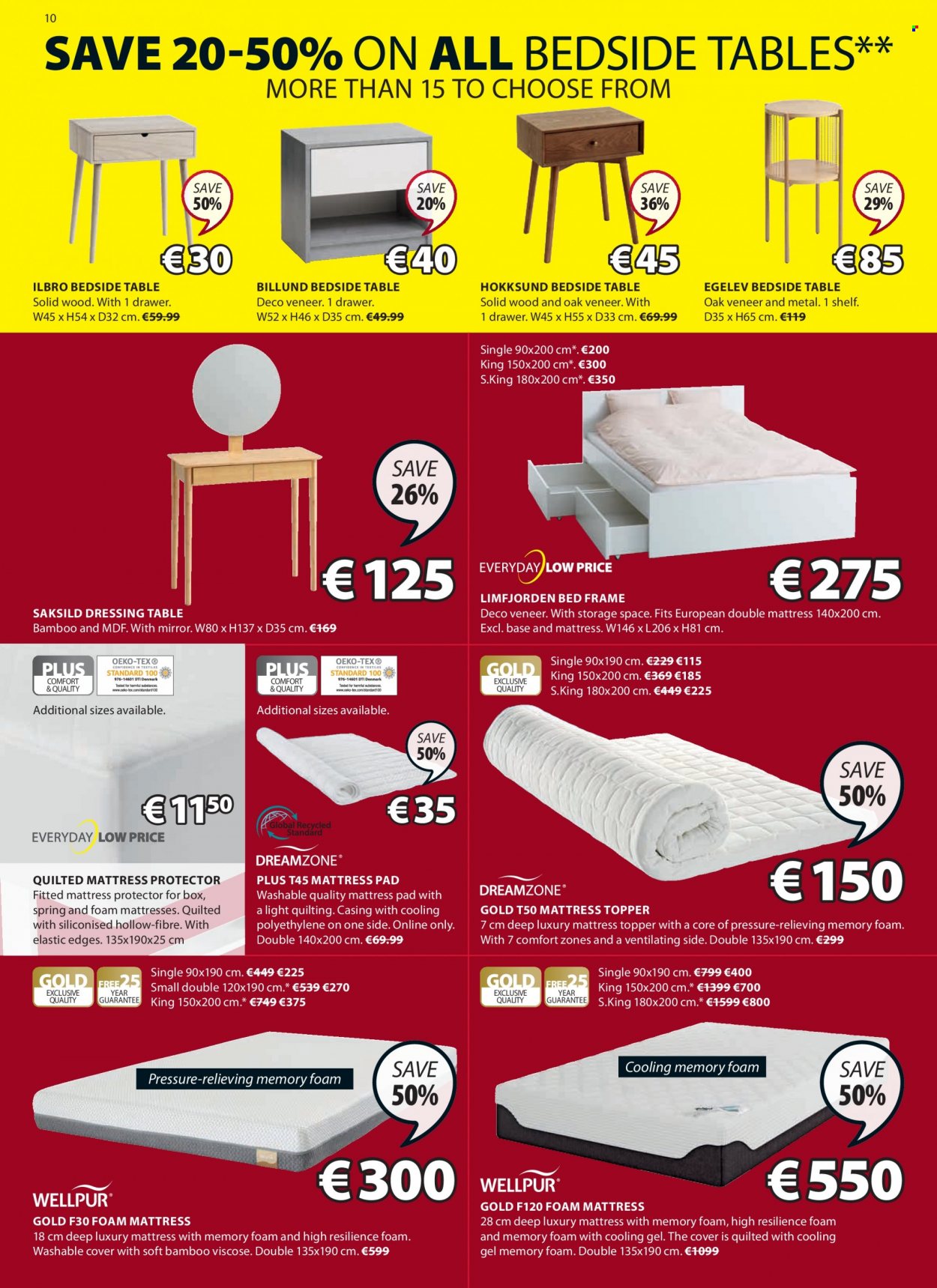 thumbnail - JYSK offer  - 19.01.2023 - 01.02.2023 - Sales products - table, shelves, bed, bed frame, mattress protector, foam mattress, bedside table, dressing table, mirror, topper. Page 10.
