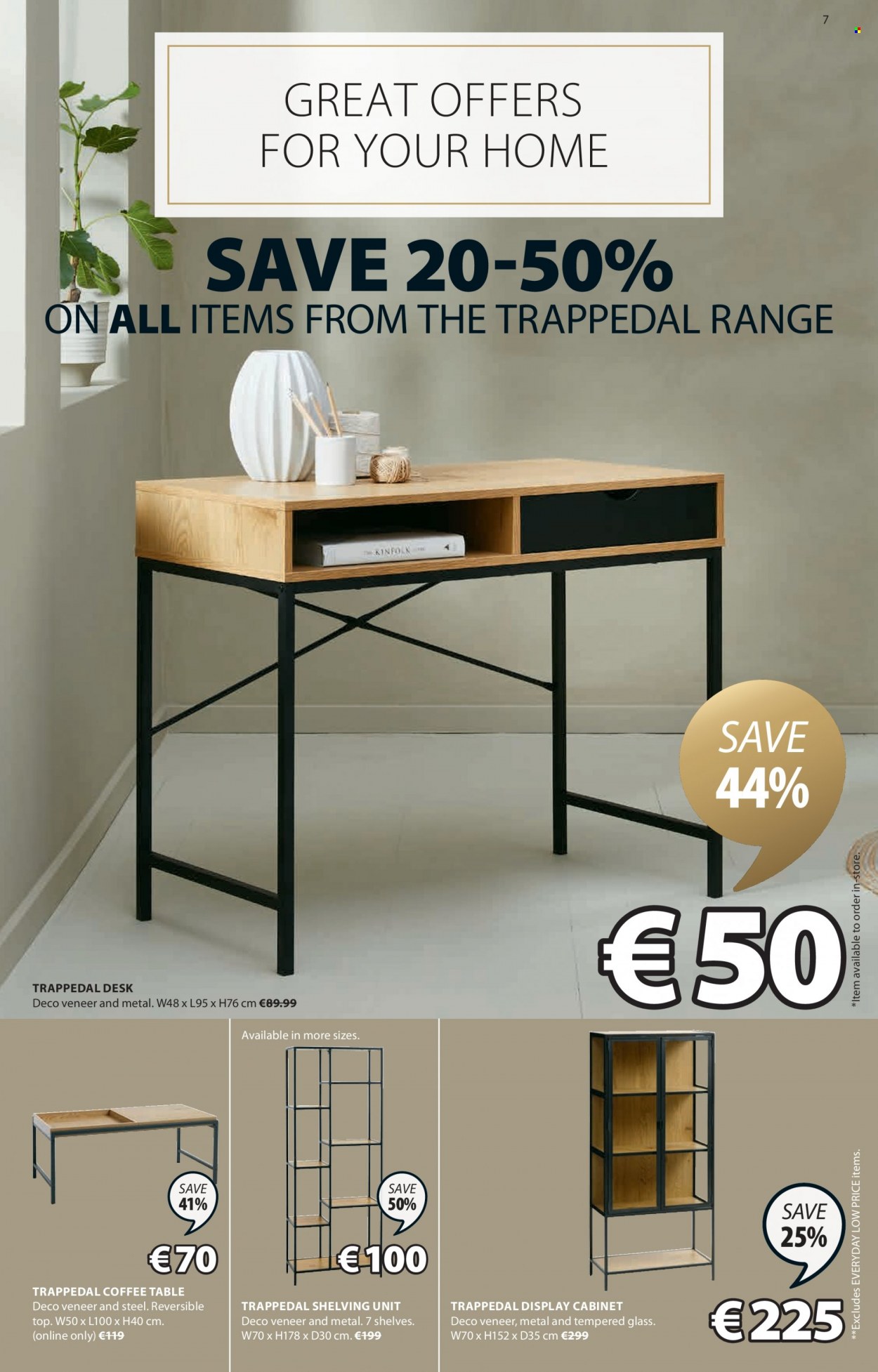 thumbnail - JYSK offer  - 26.01.2023 - 08.02.2023 - Sales products - cabinet, table, coffee table, shelves, shelf unit, desk. Page 7.