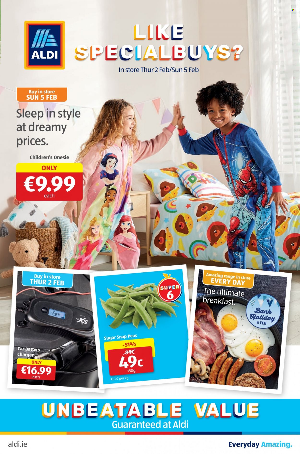 thumbnail - Aldi offer  - 02.02.2023 - 08.02.2023 - Sales products - peas, snap peas, battery charger. Page 1.