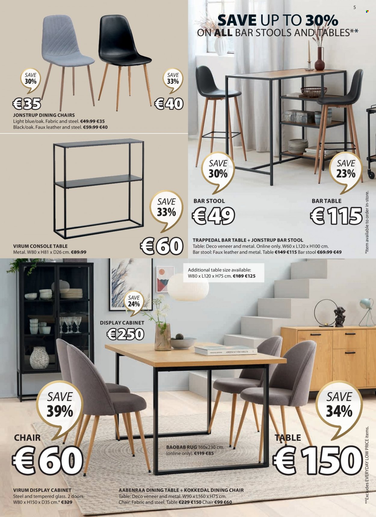 thumbnail - JYSK offer  - 02.02.2023 - 15.02.2023 - Sales products - cabinet, dining table, table, stool, chair, bar stool, dining chair, coctail table, chair pad, rug. Page 5.