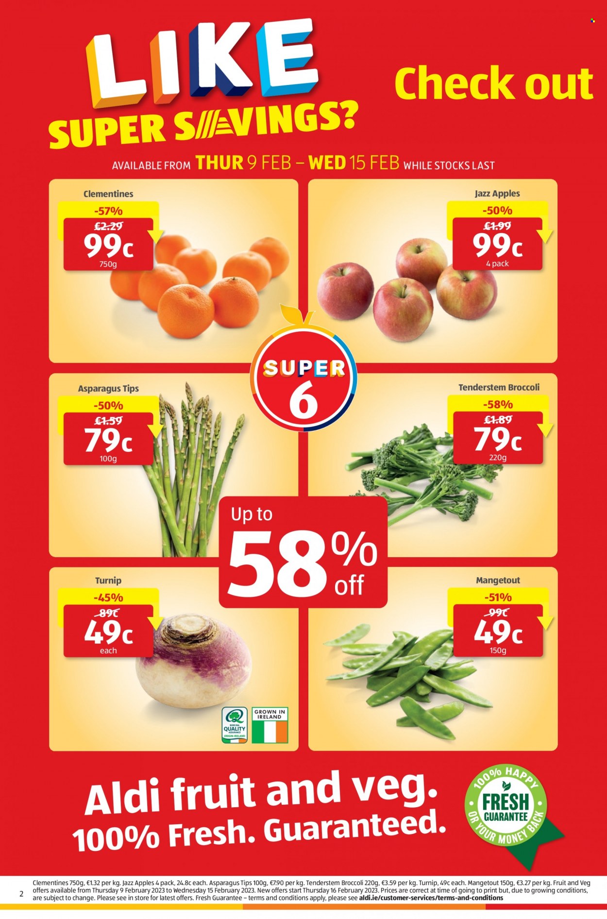 thumbnail - Aldi offer  - 09.02.2023 - 15.02.2023 - Sales products - asparagus, broccoli, clementines, apples. Page 2.