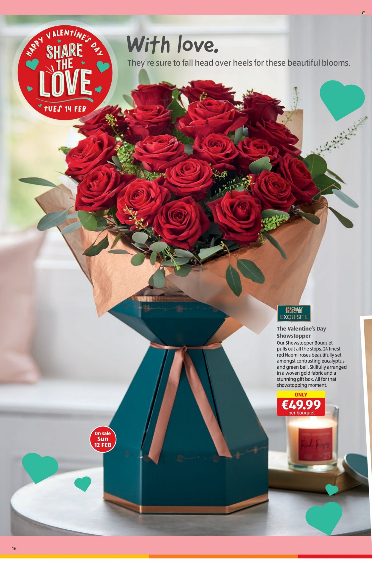 thumbnail - Aldi offer  - 09.02.2023 - 15.02.2023 - Sales products - heels, gift box, bouquet, rose. Page 16.
