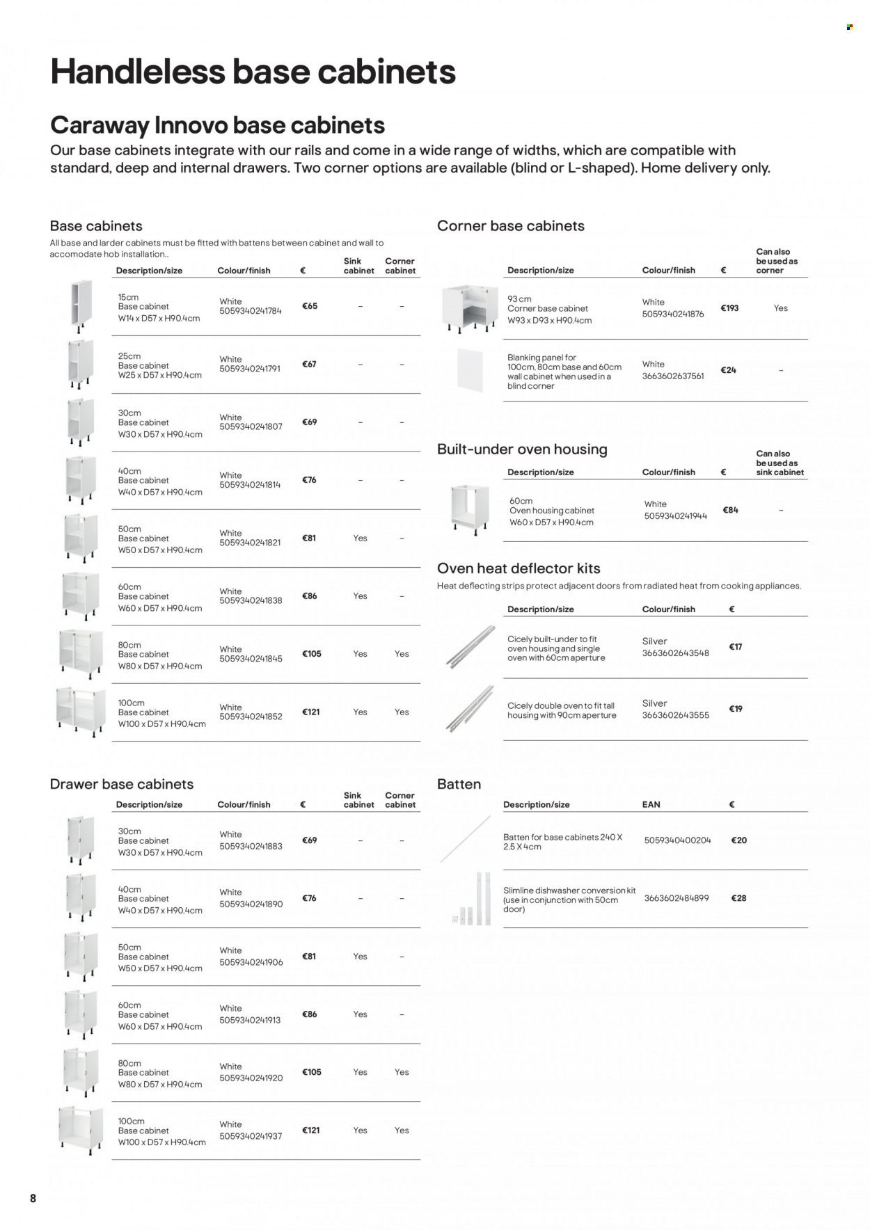 thumbnail - B&Q offer  - Sales products - cabinet, corner cabinet, sink cabinet, wall cabinet, drawer base, sink. Page 8.