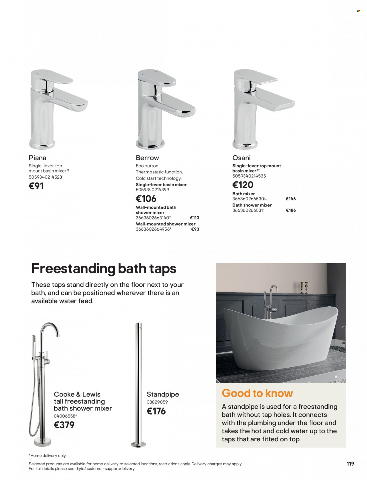 thumbnail - B&Q offer  - Sales products - bath mixer, shower mixer, basin mixer. Page 119.