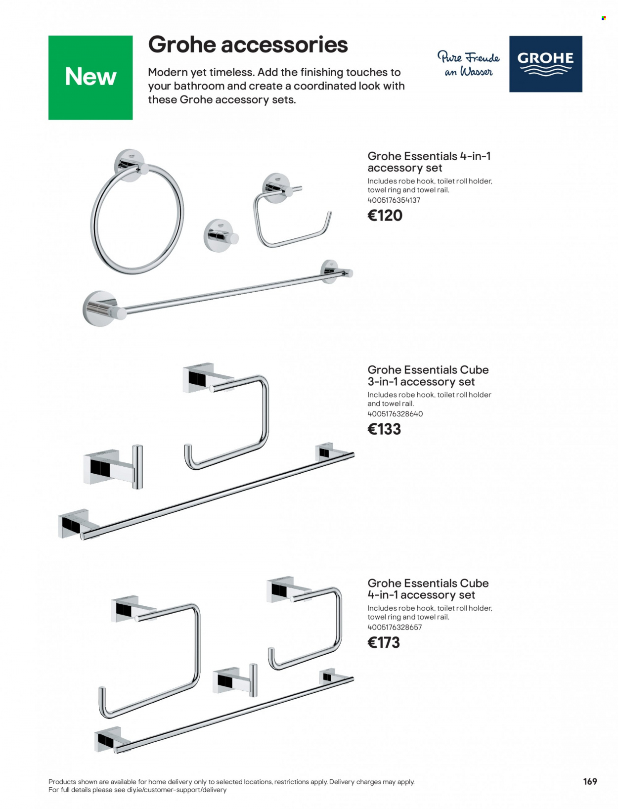 thumbnail - B&Q offer  - Sales products - Grohe, toilet roll holder, towel hanger, holder. Page 169.