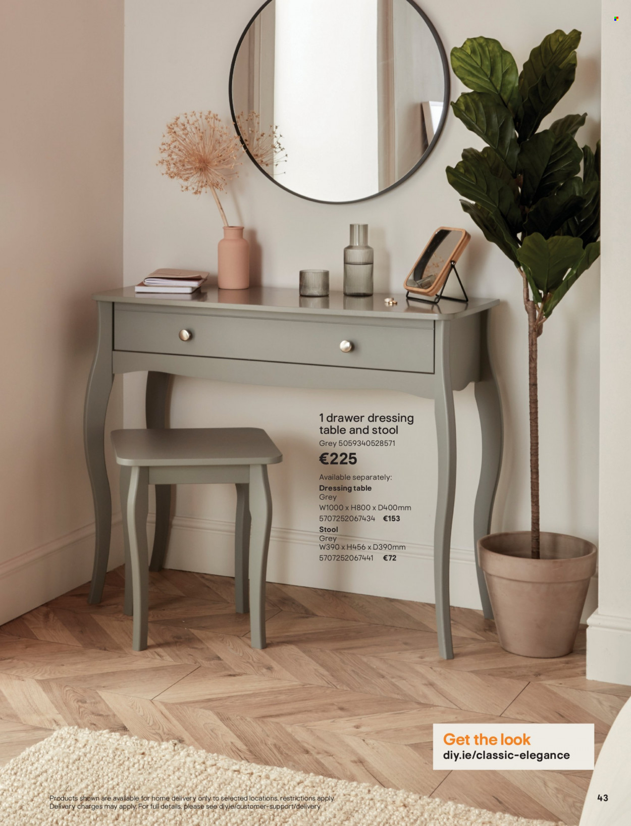 thumbnail - B&Q offer  - Sales products - table, stool, dressing table. Page 43.