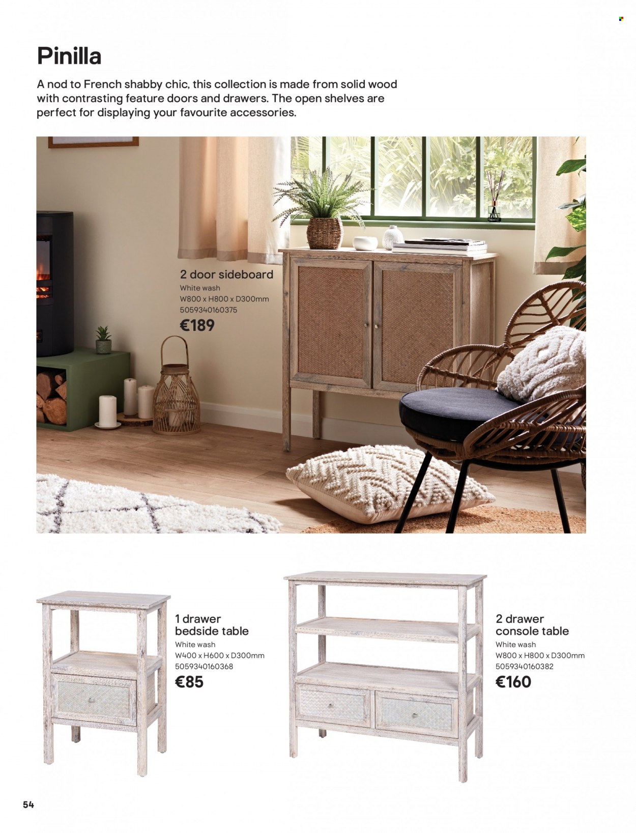 thumbnail - B&Q offer  - Sales products - table, sideboard, shelves, bedside table. Page 54.