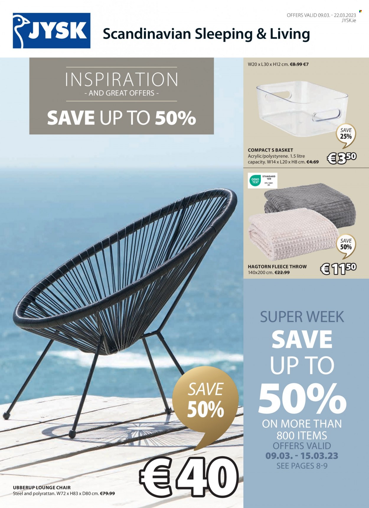 thumbnail - JYSK offer  - 09.03.2023 - 22.03.2023 - Sales products - chair, lounge, basket, fleece throw. Page 1.