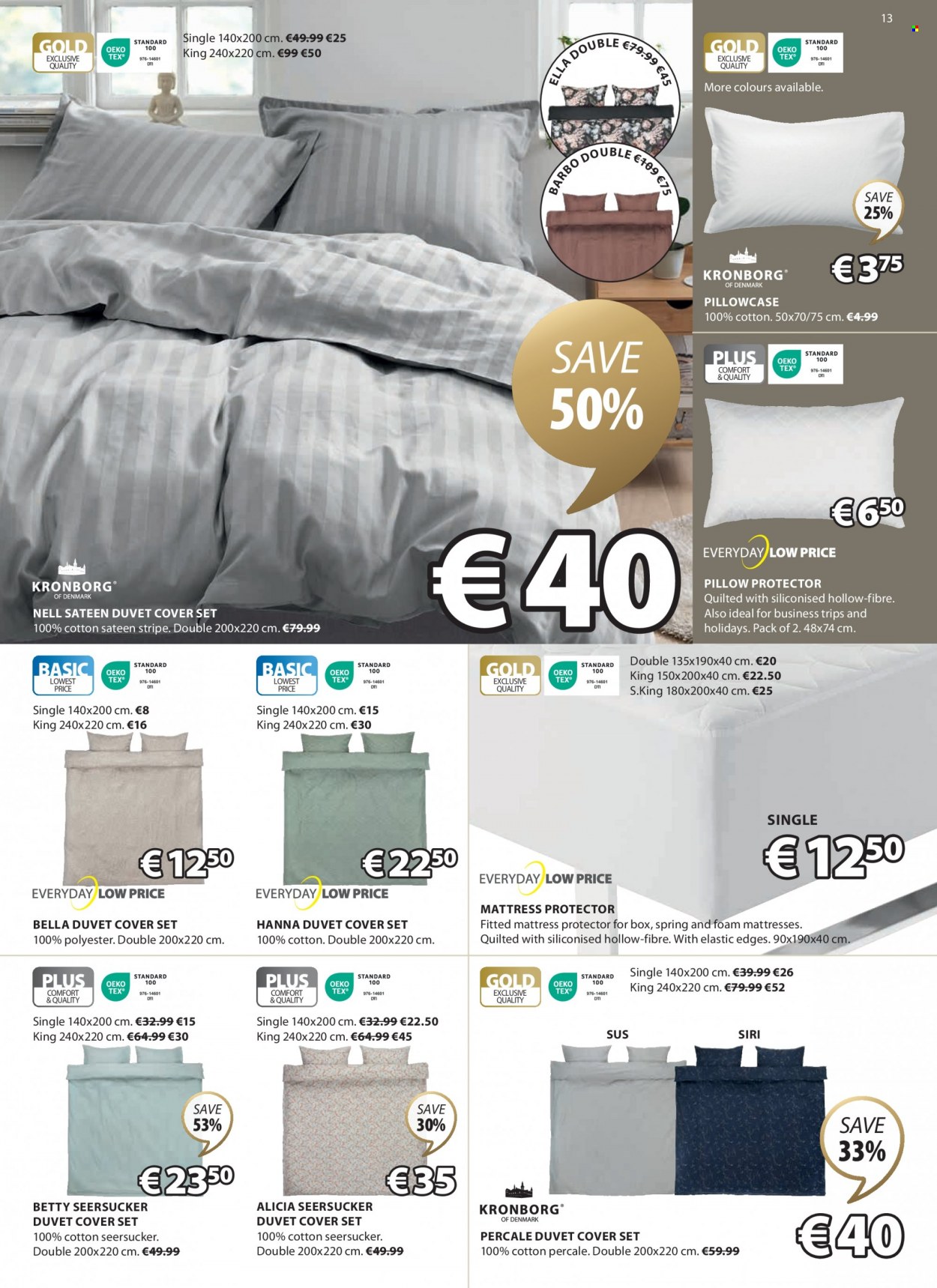 thumbnail - JYSK offer  - 09.03.2023 - 22.03.2023 - Sales products - mattress, mattress protector, duvet, pillow, pillowcase, quilt cover set. Page 13.