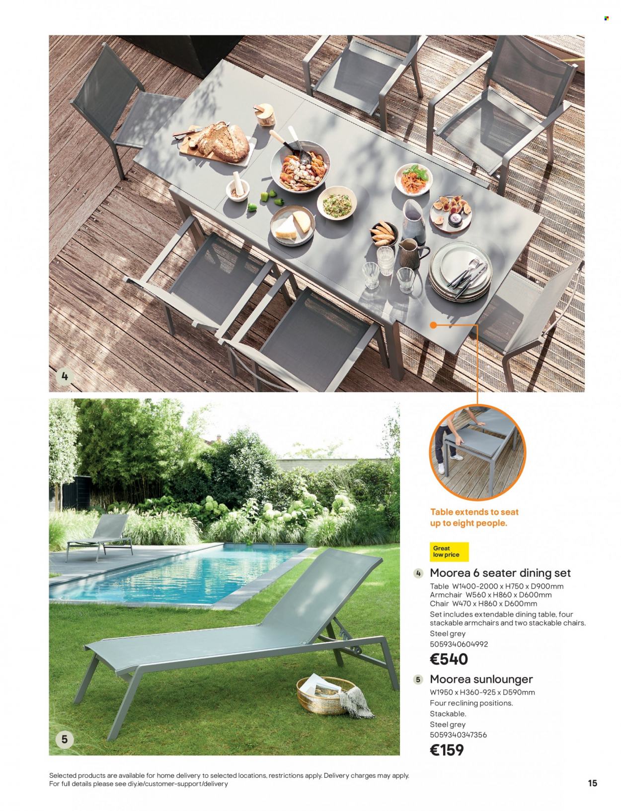 thumbnail - B&Q offer  - Sales products - dining set, dining table, table, chair, arm chair. Page 15.