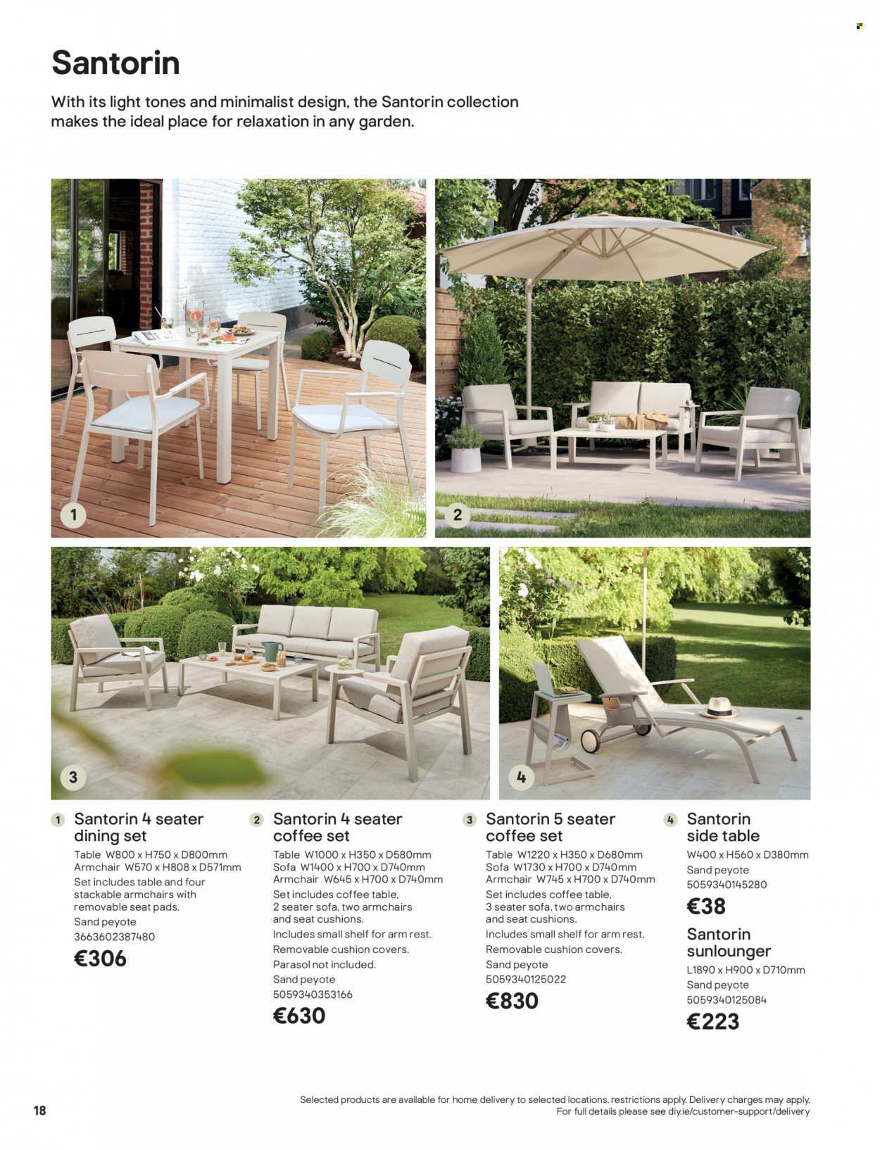 thumbnail - B&Q offer  - Sales products - dining set, arm chair, sofa, coffee table, sidetable, shelves, cushion, chair pad. Page 18.