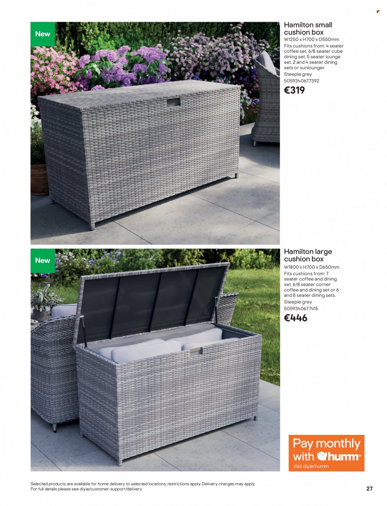 thumbnail - B&Q offer  - Sales products - dining set, lounge, cushion. Page 27.