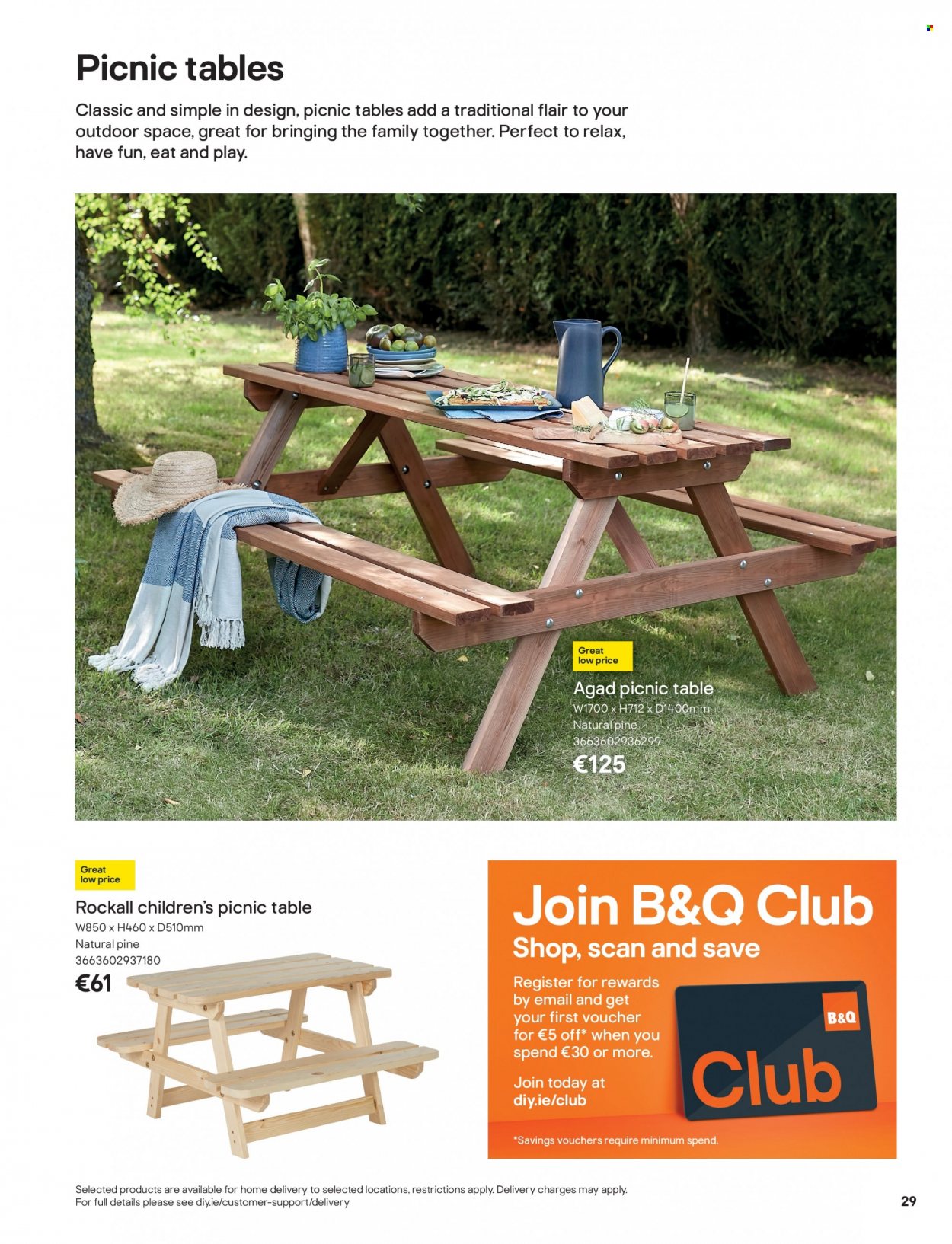 thumbnail - B&Q offer  - Sales products - table, picnic table. Page 29.