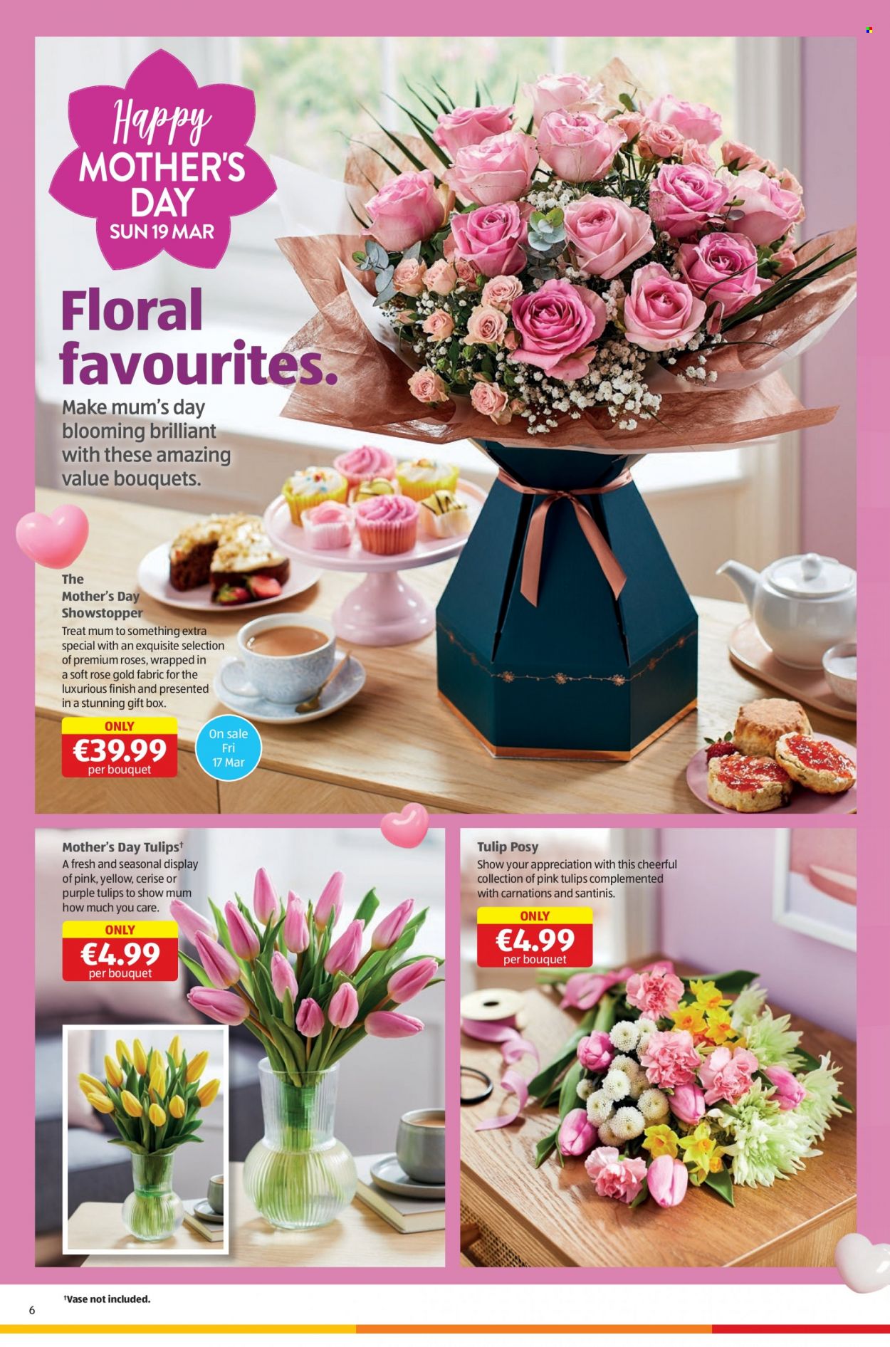 thumbnail - Aldi offer  - 16.03.2023 - 22.03.2023 - Sales products - wine, Mum, gift box, vase, tulip, bouquet. Page 6.