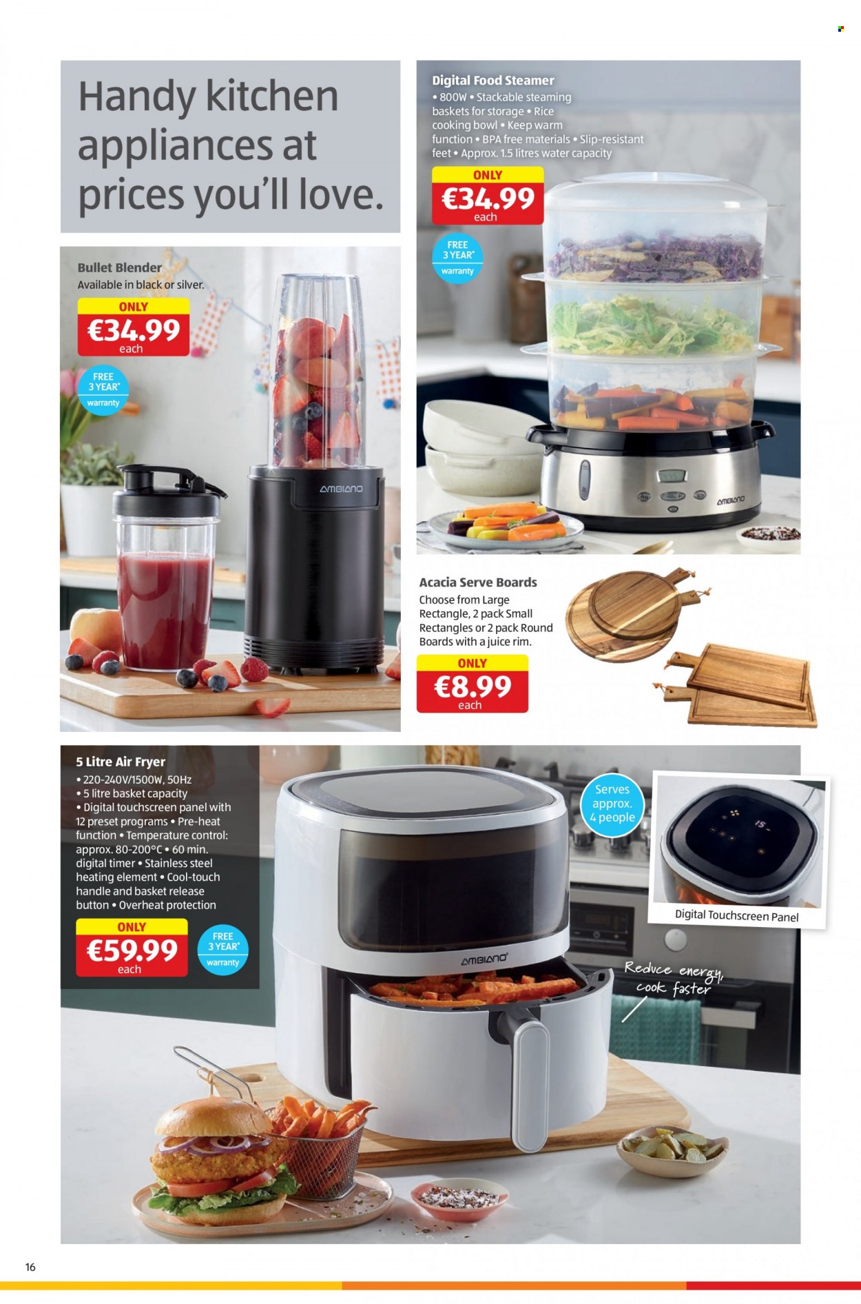 thumbnail - Aldi offer  - 16.03.2023 - 22.03.2023 - Sales products - rice, juice, bowl, blender, air fryer. Page 16.