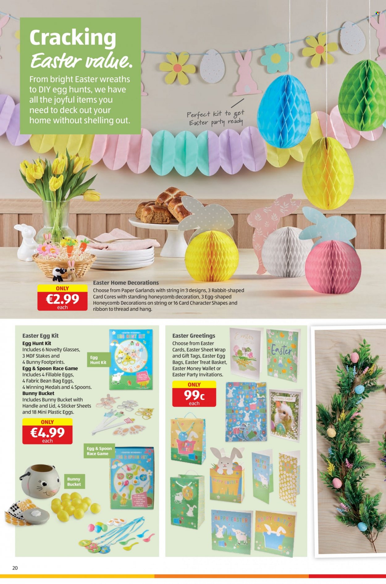 thumbnail - Aldi offer  - 16.03.2023 - 22.03.2023 - Sales products - eggs, rabbit, easter egg, basket, lid, spoon, sticker, paper, wallet. Page 20.