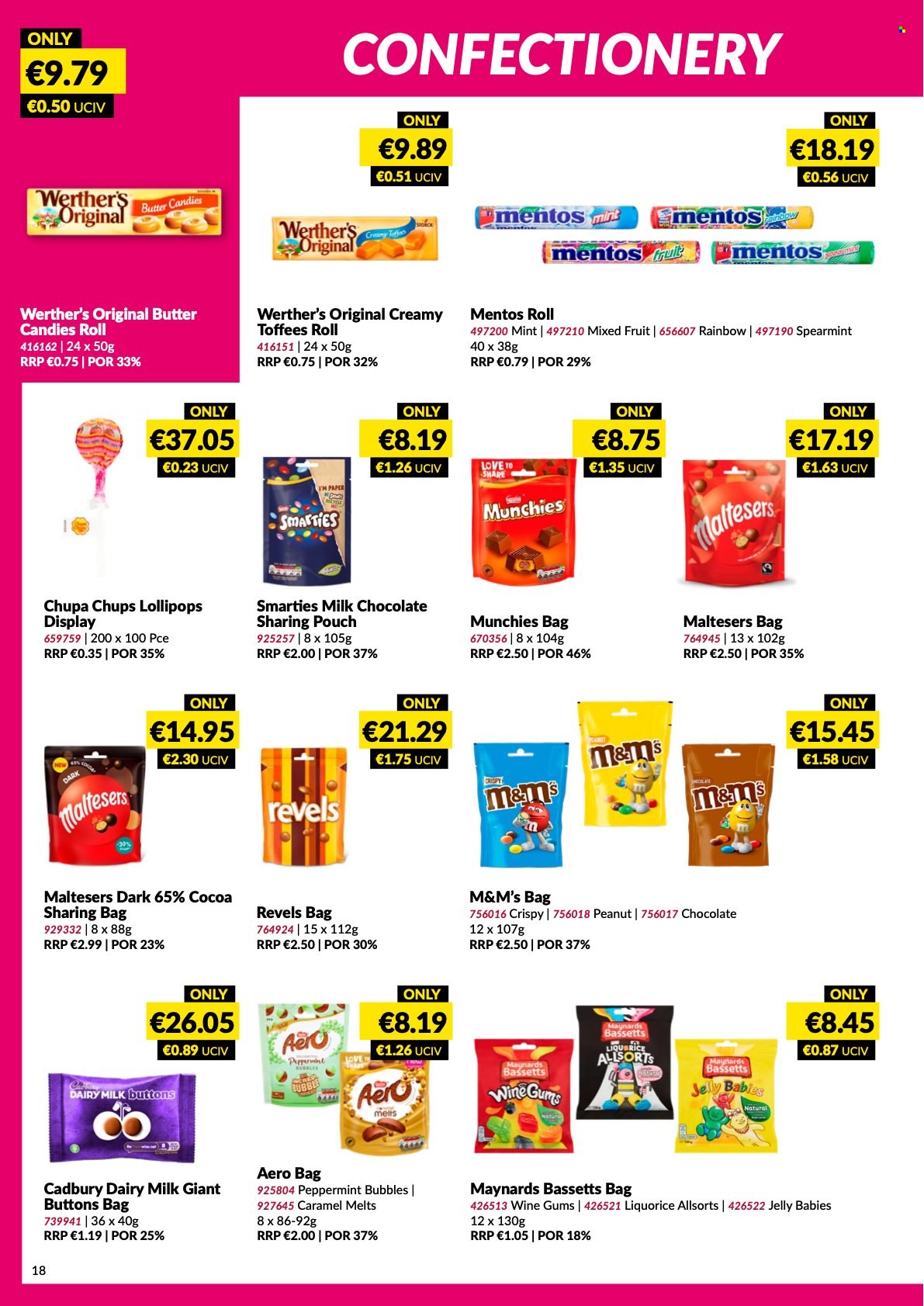 thumbnail - MUSGRAVE Market Place offer  - 12.03.2023 - 08.04.2023 - Sales products - butter, milk chocolate, chocolate, Mentos, Toffees, M&M's, Smarties, jelly, lollipop, Maltesers, Cadbury, Dairy Milk, caramel, paper. Page 18.