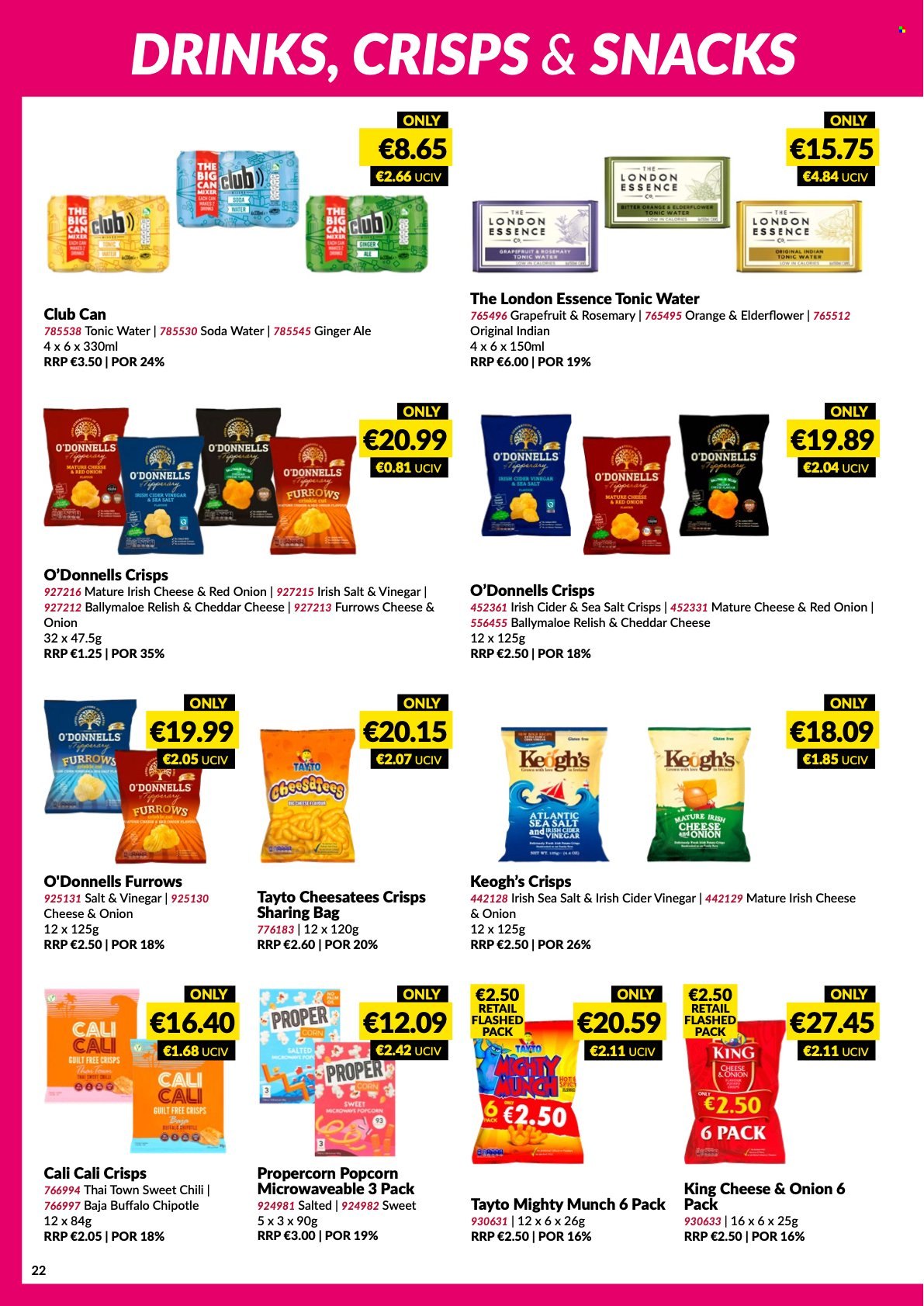thumbnail - MUSGRAVE Market Place offer  - 12.03.2023 - 08.04.2023 - Sales products - grapefruits, oranges, snack, Tayto, popcorn, vinegar, ginger ale, tonic, soda, cider. Page 22.