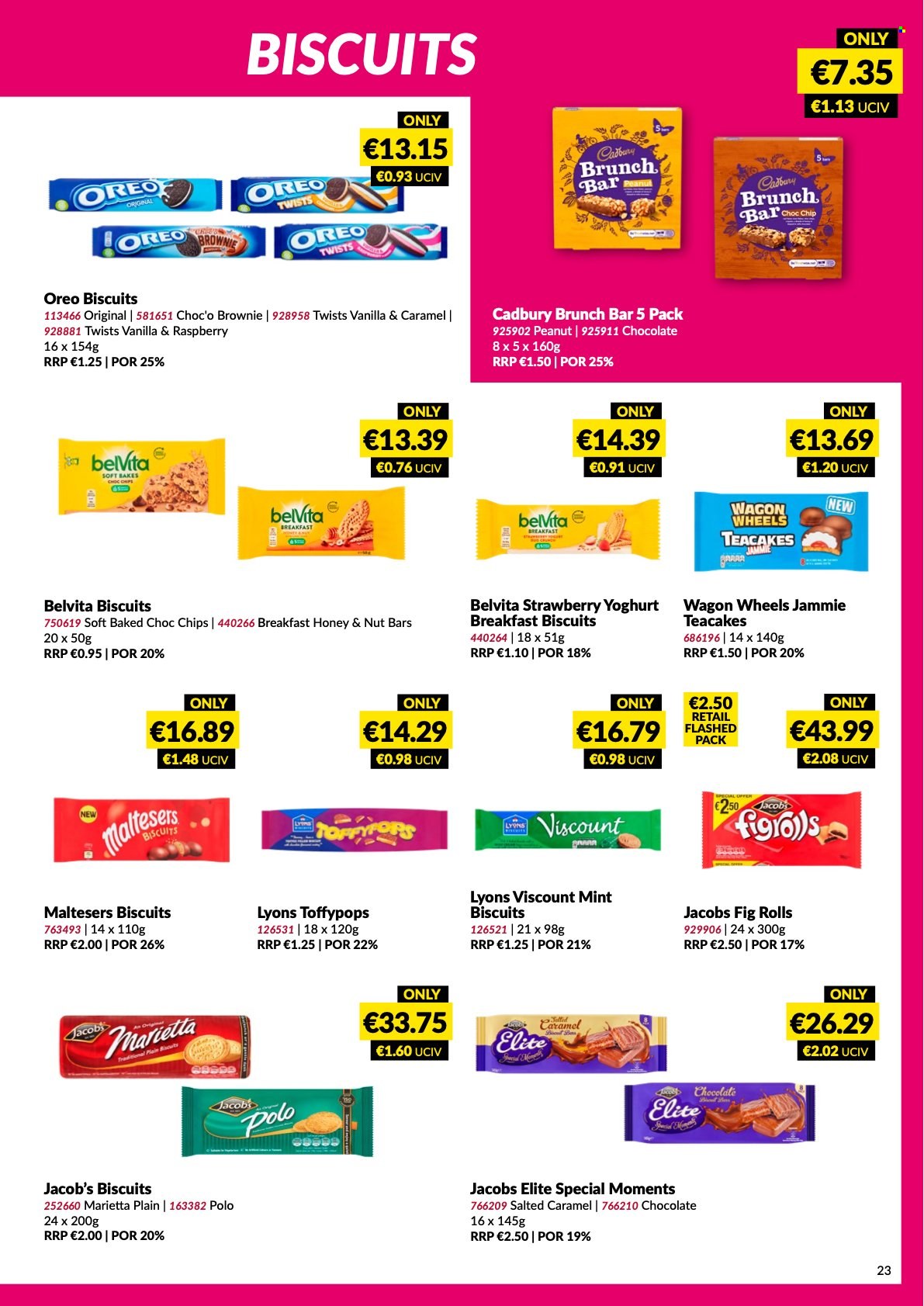 thumbnail - MUSGRAVE Market Place offer  - 12.03.2023 - 08.04.2023 - Sales products - brownies, Oreo, yoghurt, chocolate, biscuit, Maltesers, Cadbury, chips, nut bar, belVita, honey, Lyons, Jacobs, Moments. Page 23.