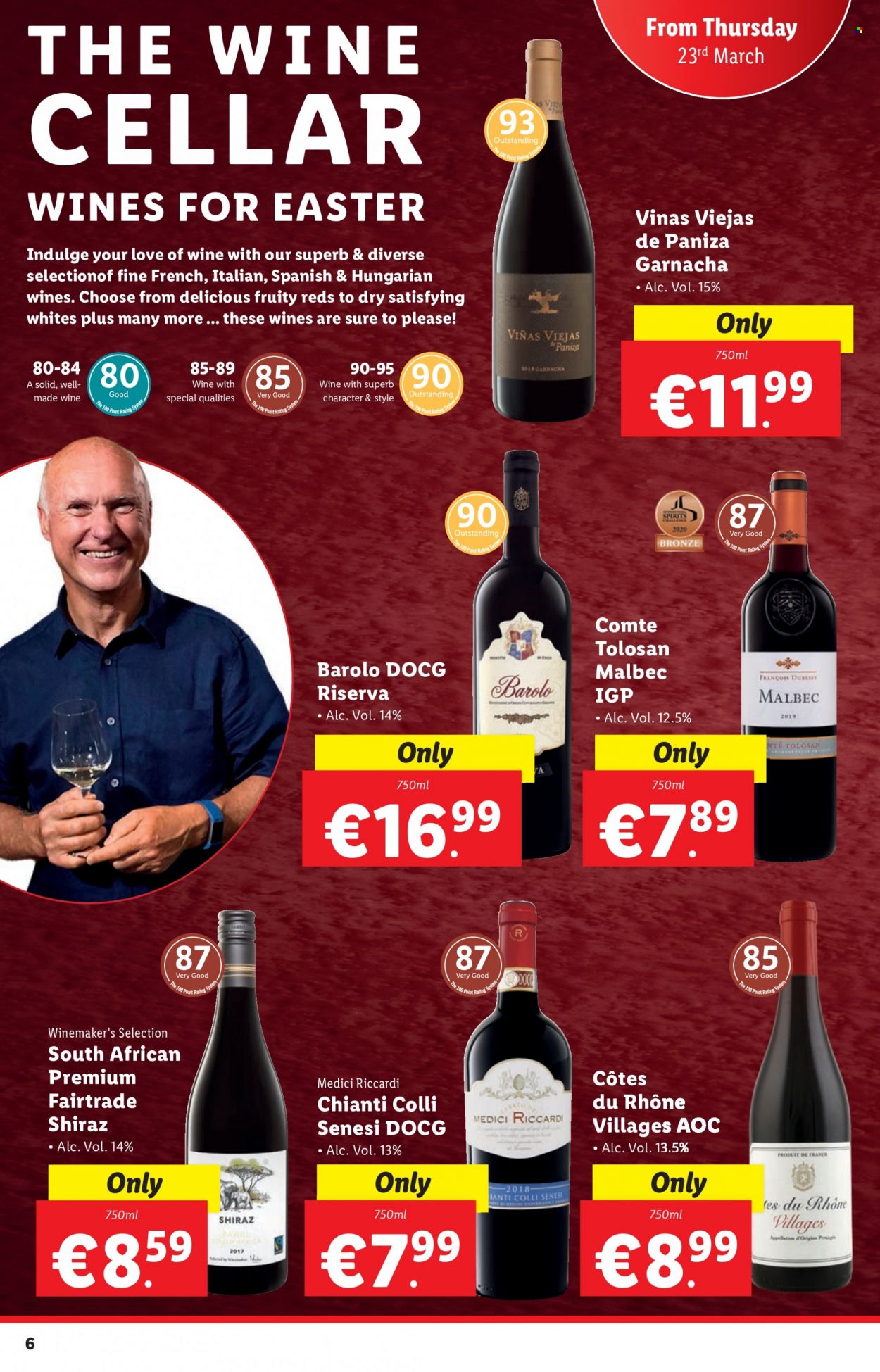 thumbnail - Lidl offer  - 23.03.2023 - 29.03.2023 - Sales products - red wine, wine, Shiraz. Page 6.