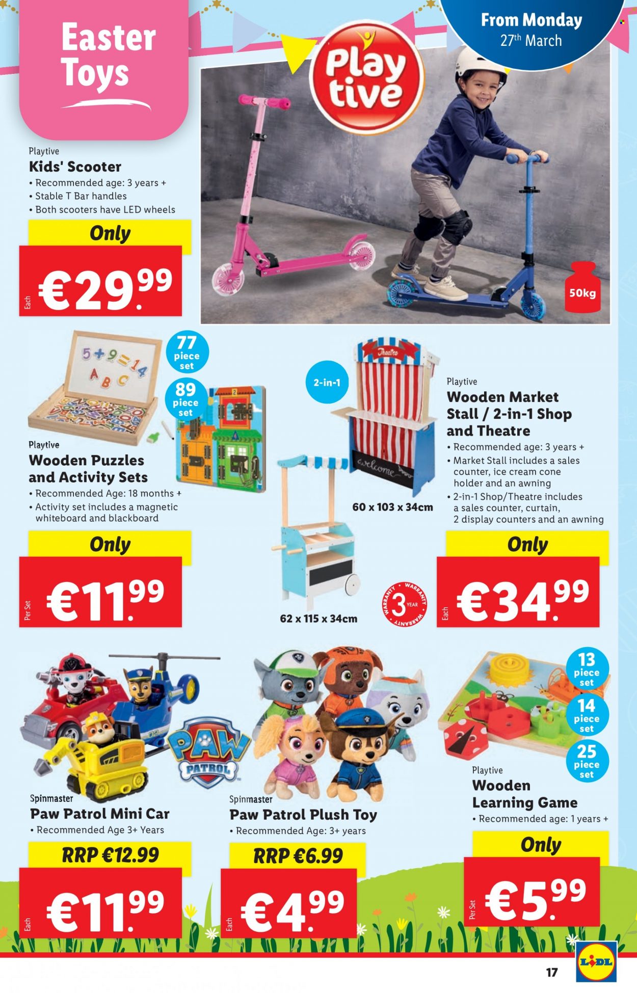 thumbnail - Lidl offer  - 23.03.2023 - 29.03.2023 - Sales products - ice cream, Paw Patrol, holder, whiteboard, curtain, toys, puzzle, awning. Page 17.