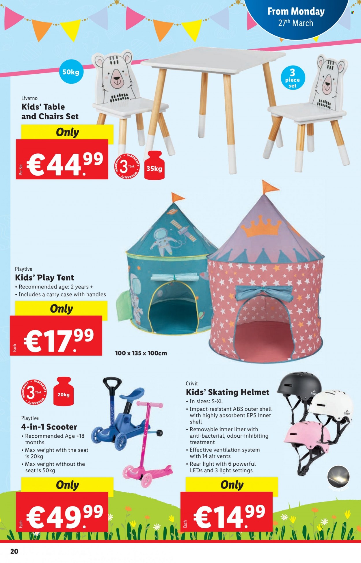 thumbnail - Lidl offer  - 23.03.2023 - 29.03.2023 - Sales products - table, chair, Crivit, Shell, tent. Page 20.