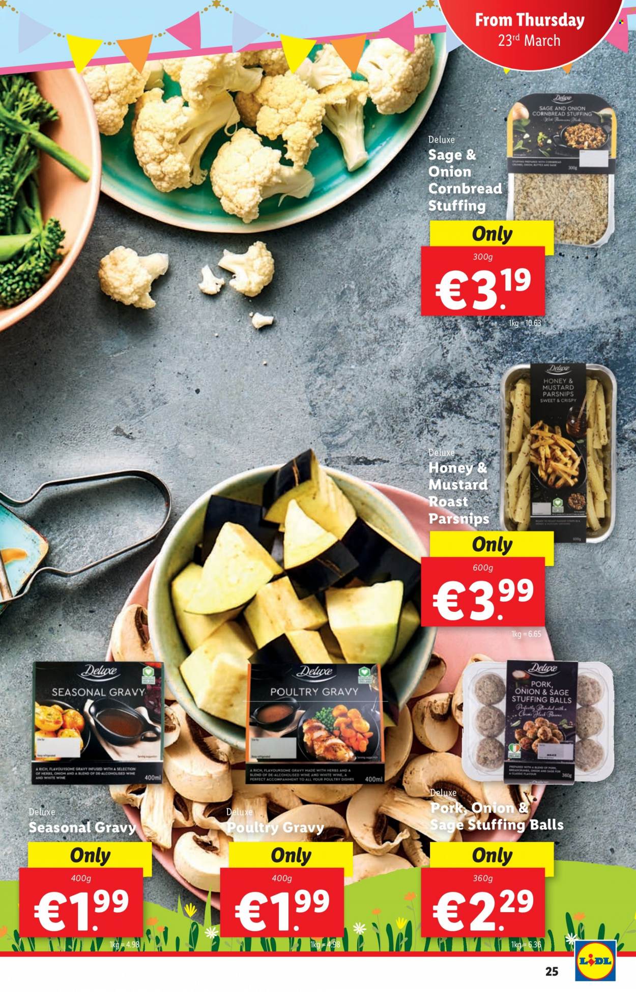 thumbnail - Lidl offer  - 23.03.2023 - 29.03.2023 - Sales products - corn bread, breadcrumbs, parsnips, roast, mustard, honey. Page 25.