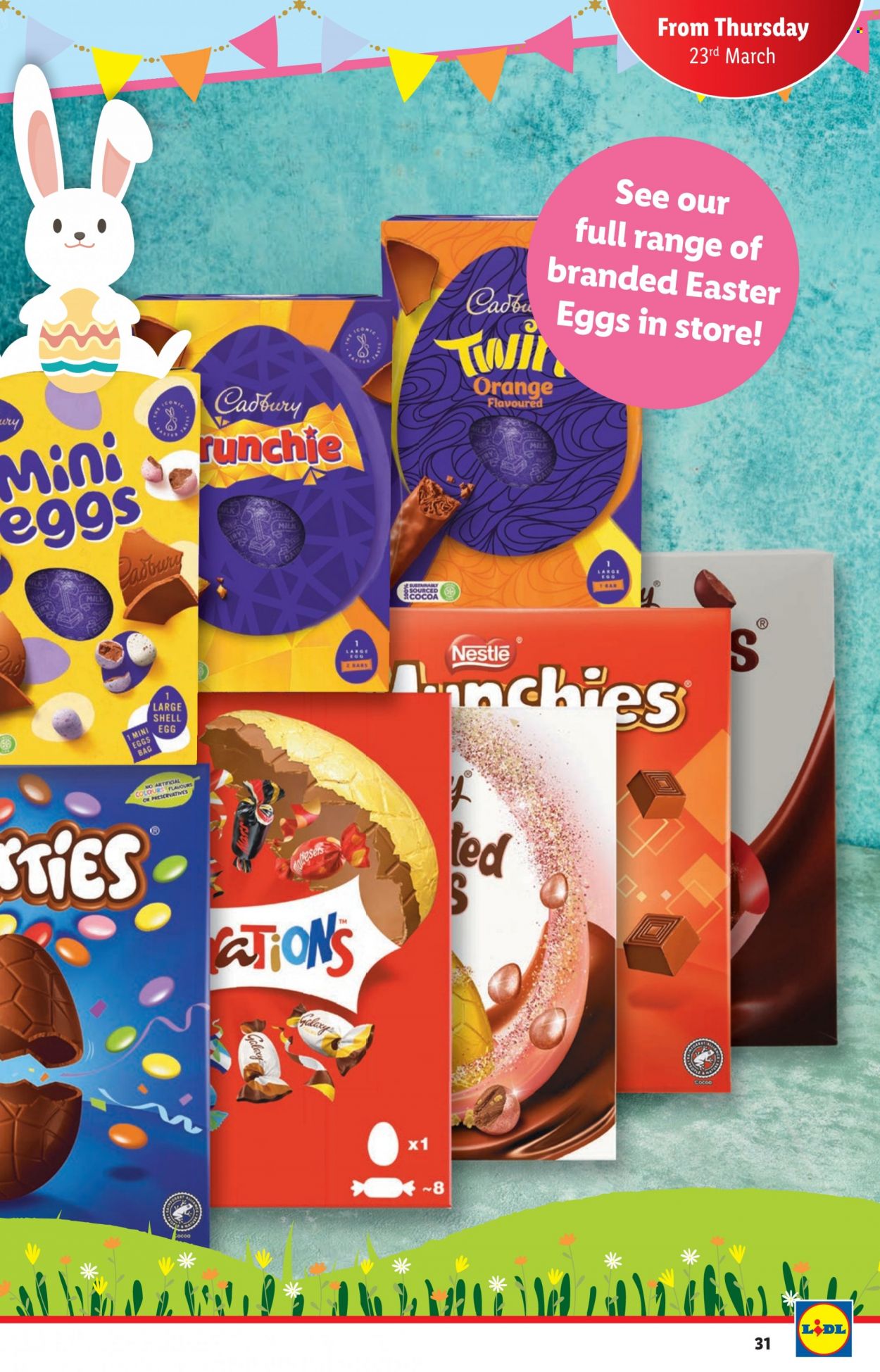 thumbnail - Lidl offer  - 23.03.2023 - 29.03.2023 - Sales products - oranges, milk, Nestlé, Ego, Maltesers, Cadbury, Shell. Page 31.