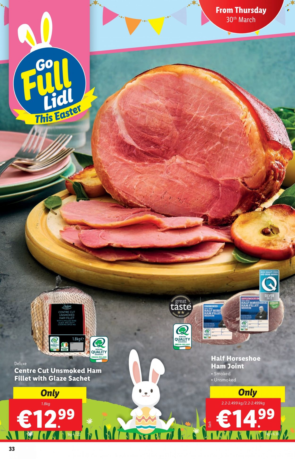 thumbnail - Lidl offer  - 30.03.2023 - 05.04.2023 - Sales products - ham, spice, wine. Page 33.