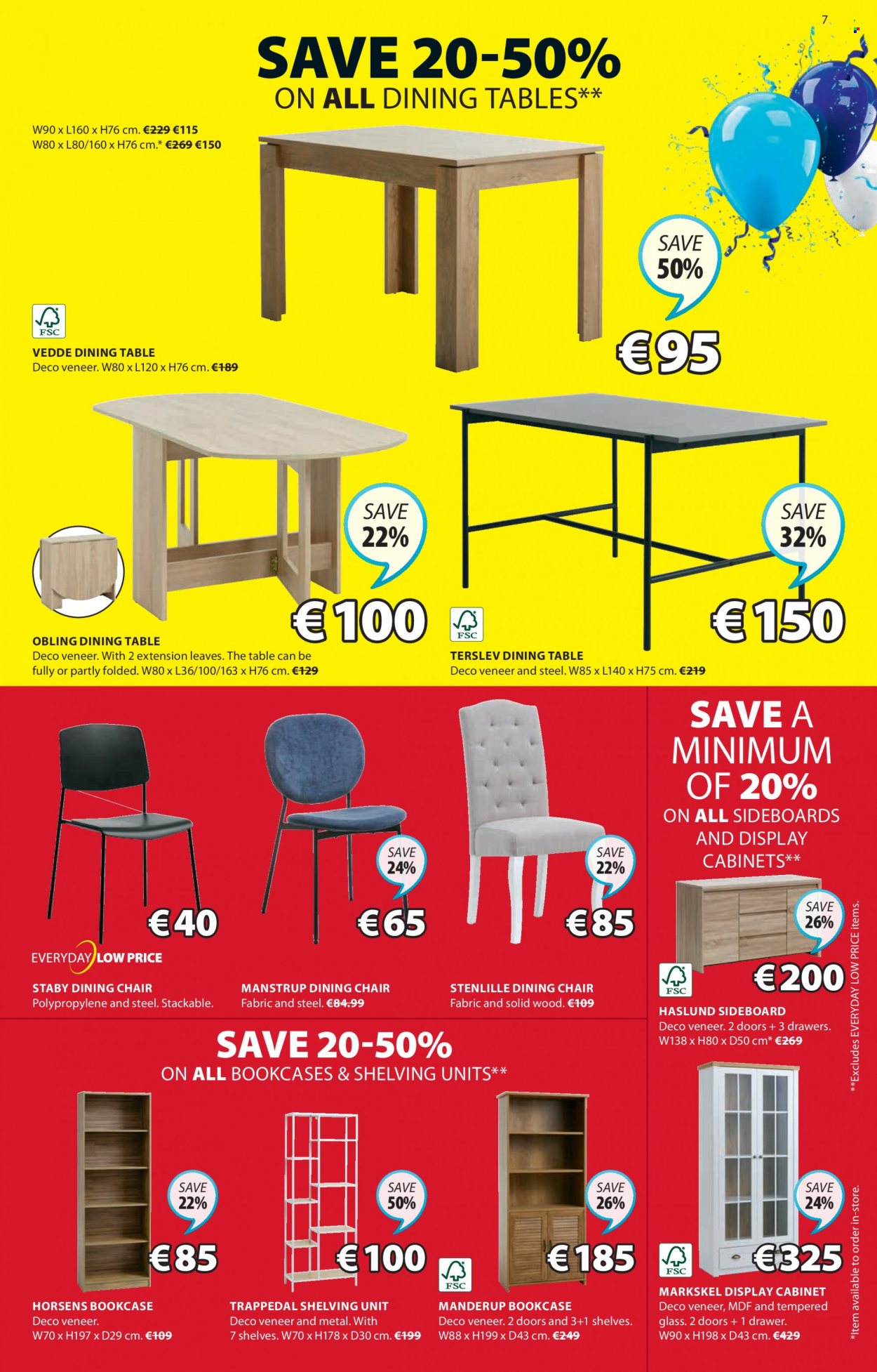 thumbnail - JYSK offer  - 23.03.2023 - 05.04.2023 - Sales products - cabinet, dining table, chair, dining chair, bookcase, sideboard, shelves, shelf unit, chair pad. Page 7.