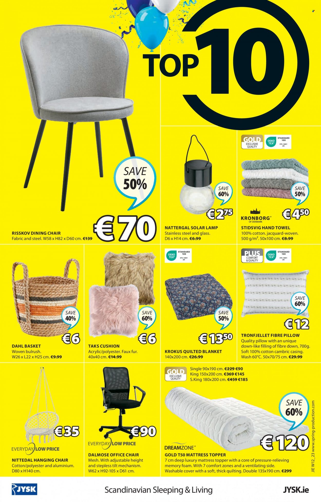 thumbnail - JYSK offer  - 23.03.2023 - 05.04.2023 - Sales products - chair, dining chair, mattress protector, office chair, cushion, basket, chair pad, blanket, topper, pillow, towel, hand towel, lamp. Page 16.