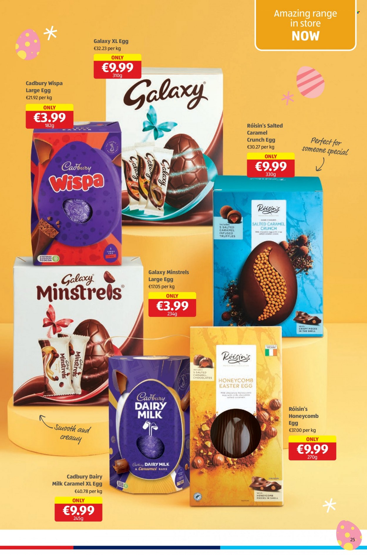 thumbnail - Aldi offer  - Sales products - milk chocolate, chocolate, easter egg, truffles, Cadbury, Dairy Milk. Page 25.
