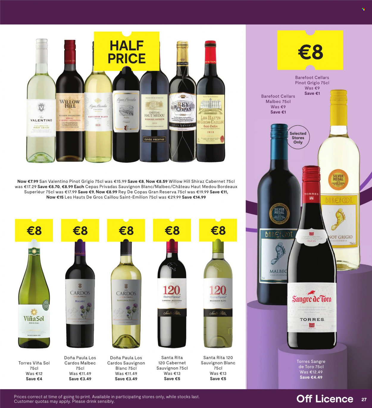 thumbnail - SuperValu offer  - 30.03.2023 - 12.04.2023 - Sales products - Cabernet Sauvignon, red wine, white wine, wine, Cuvée, Rey de Copas, Shiraz, Pinot Grigio, Sauvignon Blanc, Sol. Page 29.