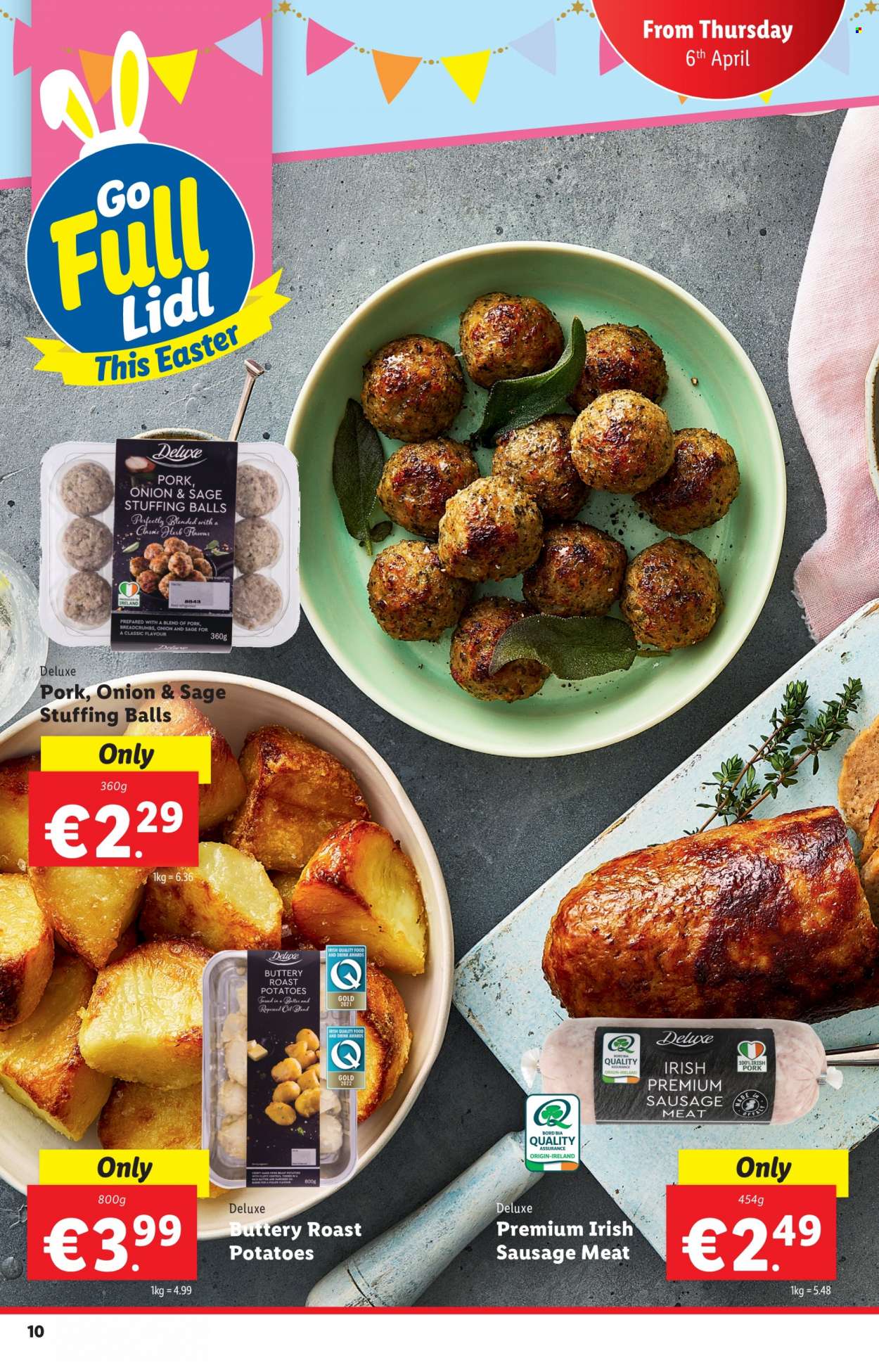 thumbnail - Lidl offer  - 06.04.2023 - 12.04.2023 - Sales products - breadcrumbs, potatoes, roast, sausage, herbs, oil, sausage meat. Page 10.