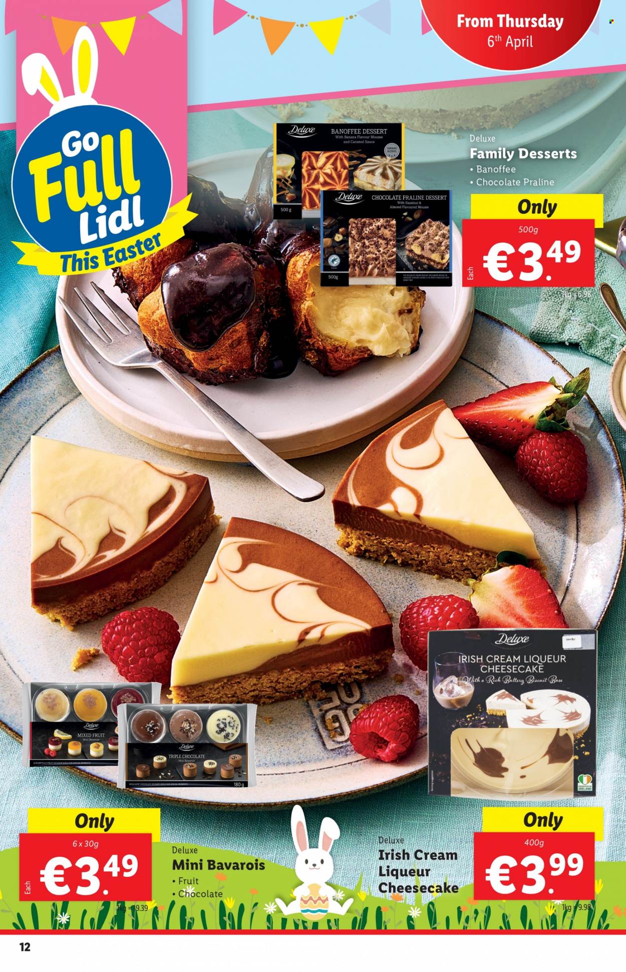 thumbnail - Lidl offer  - 06.04.2023 - 12.04.2023 - Sales products - cheesecake, dessert torte, sauce, biscuit, liqueur, irish cream, sponge, Moments. Page 12.