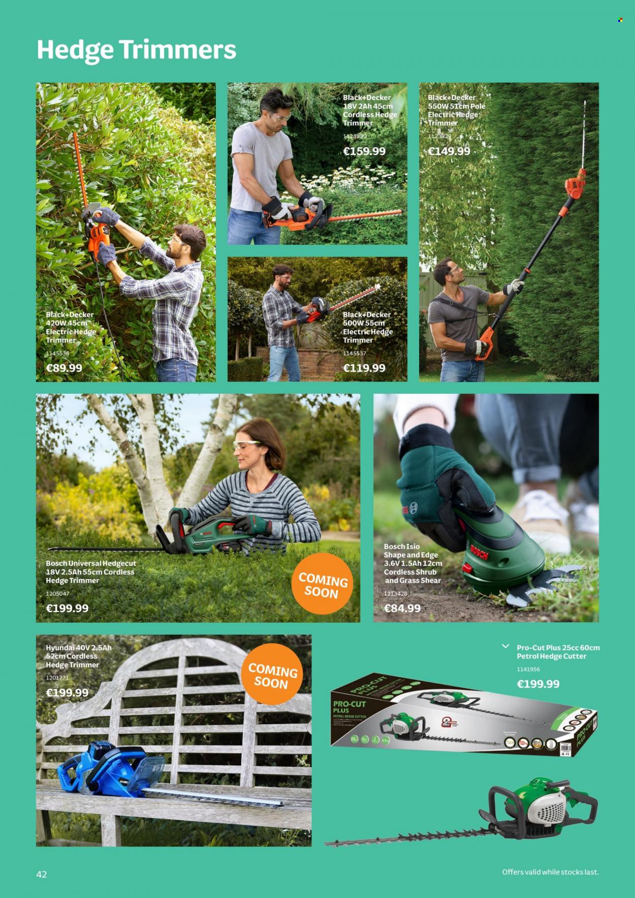thumbnail - Woodie's offer  - Sales products - cutter, Bosch, Black & Decker, hedge trimmer. Page 42.