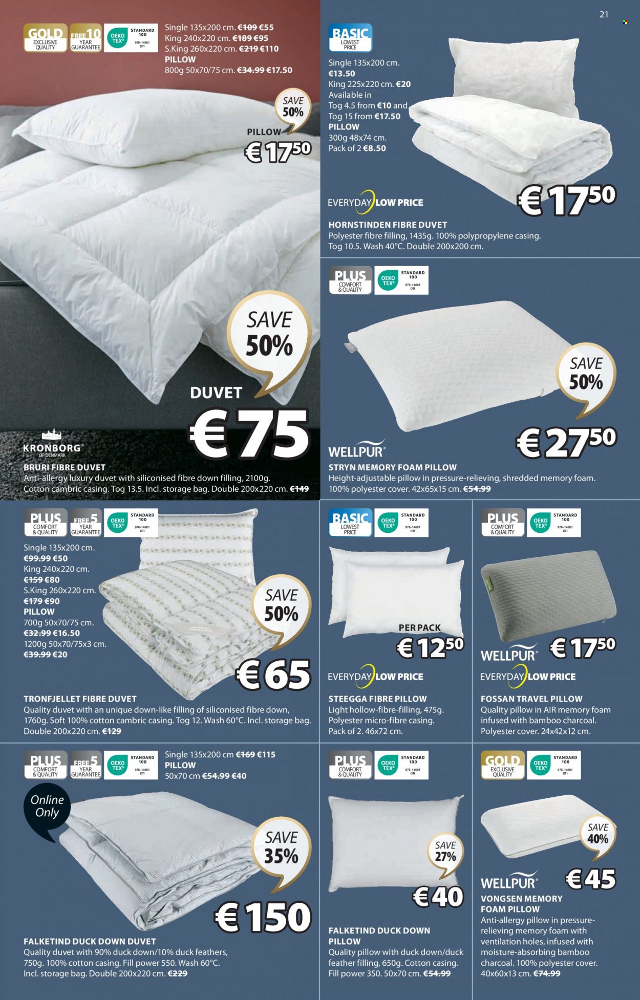 thumbnail - JYSK offer  - 27.04.2023 - 31.05.2023 - Sales products - duvet, pillow, foam pillow. Page 21.