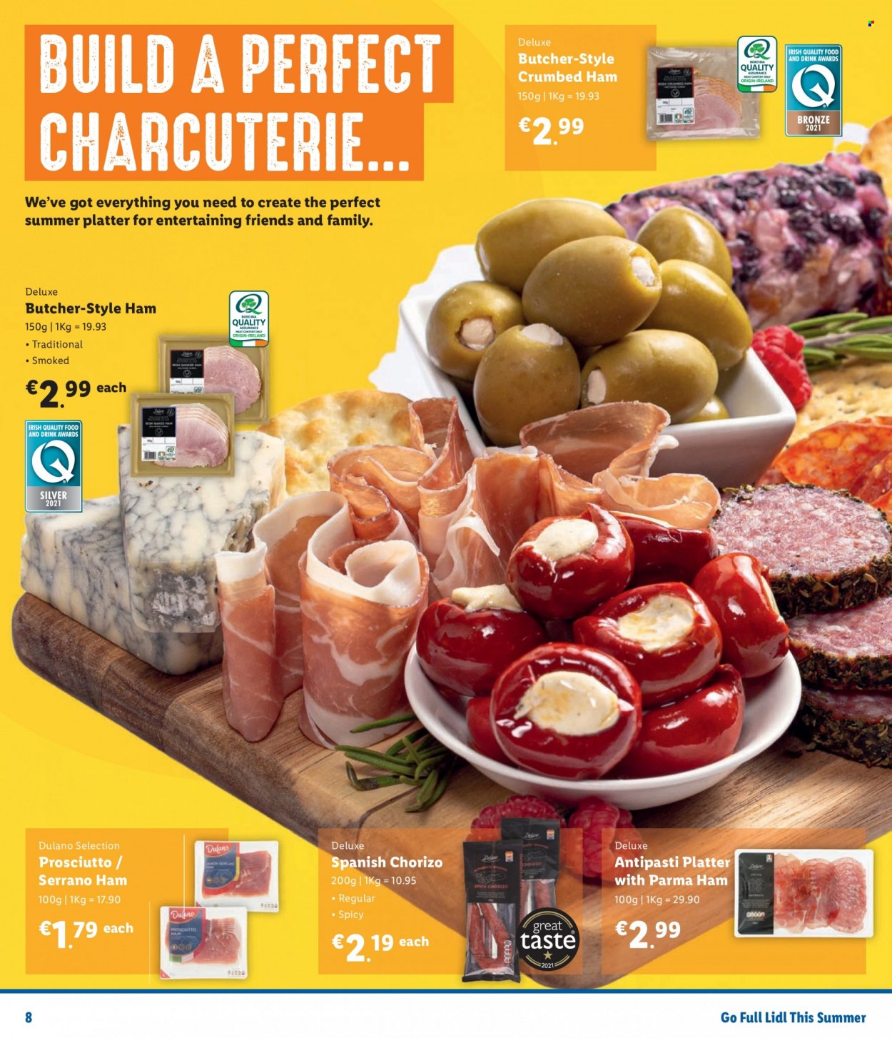 thumbnail - Lidl offer  - Sales products - ham, prosciutto, chorizo, antipasti, platters. Page 8.
