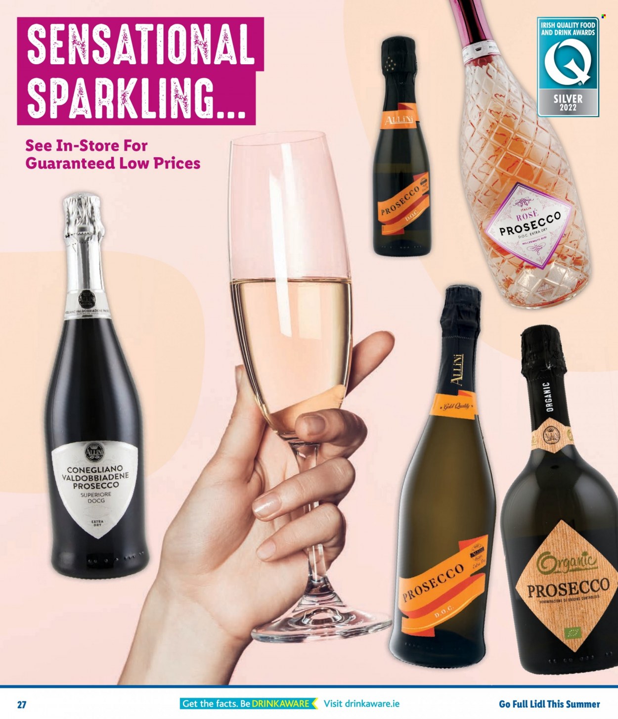 thumbnail - Lidl offer  - Sales products - sparkling wine, prosecco, organic prosecco. Page 27.