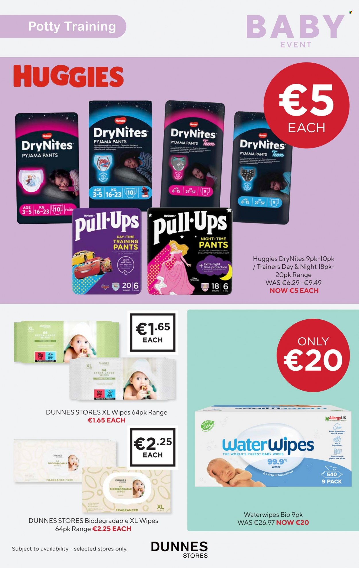 thumbnail - Dunnes Stores offer  - 16.05.2023 - 19.06.2023 - Sales products - water, wipes, Huggies, pants, baby wipes, DryNites, baby pants. Page 4.