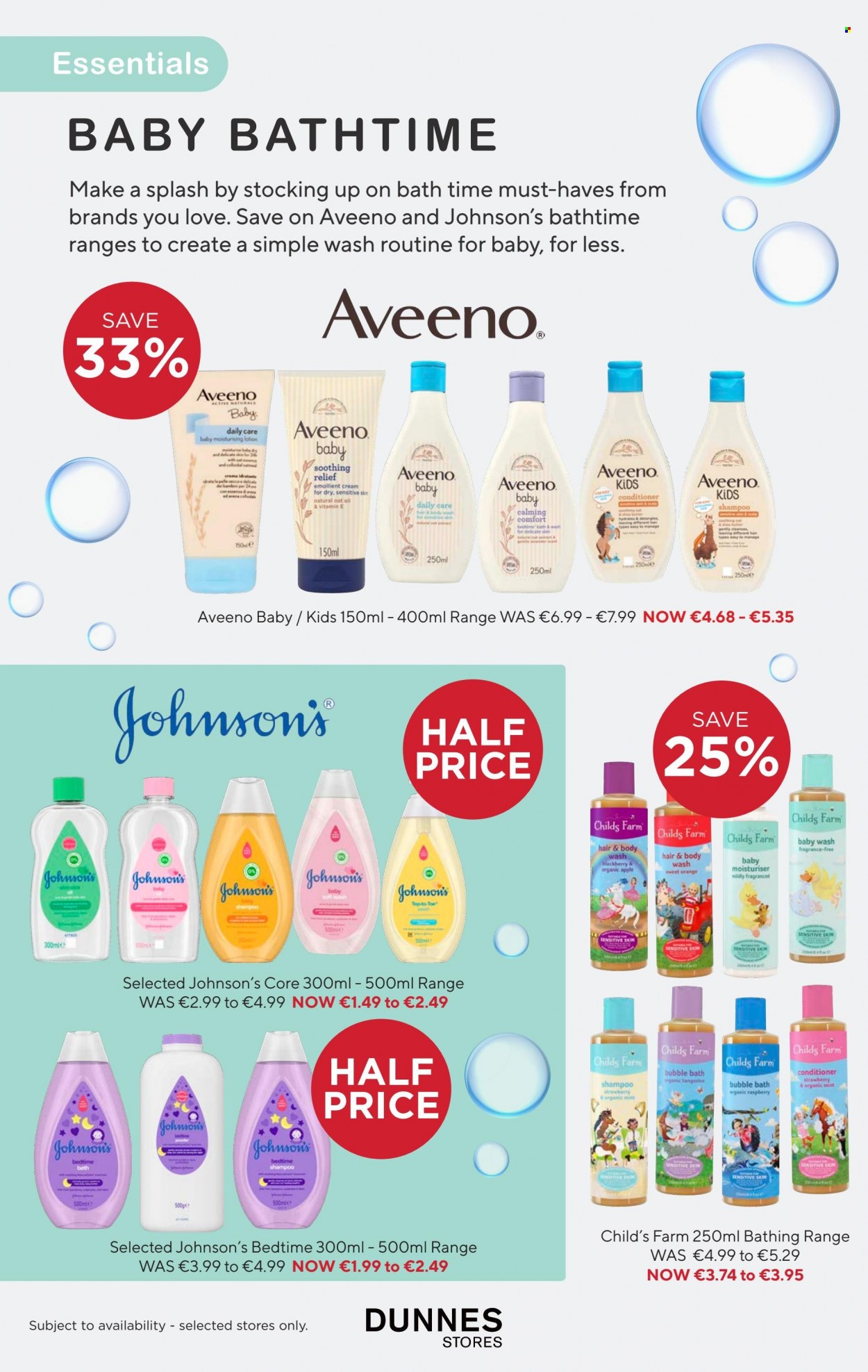 thumbnail - Dunnes Stores offer  - 16.05.2023 - 19.06.2023 - Sales products - oranges, oats, Baby Soft, Johnson's, Aveeno, body wash, bubble bath, shampoo, hair & body wash, conditioner, body lotion, fragrance. Page 23.